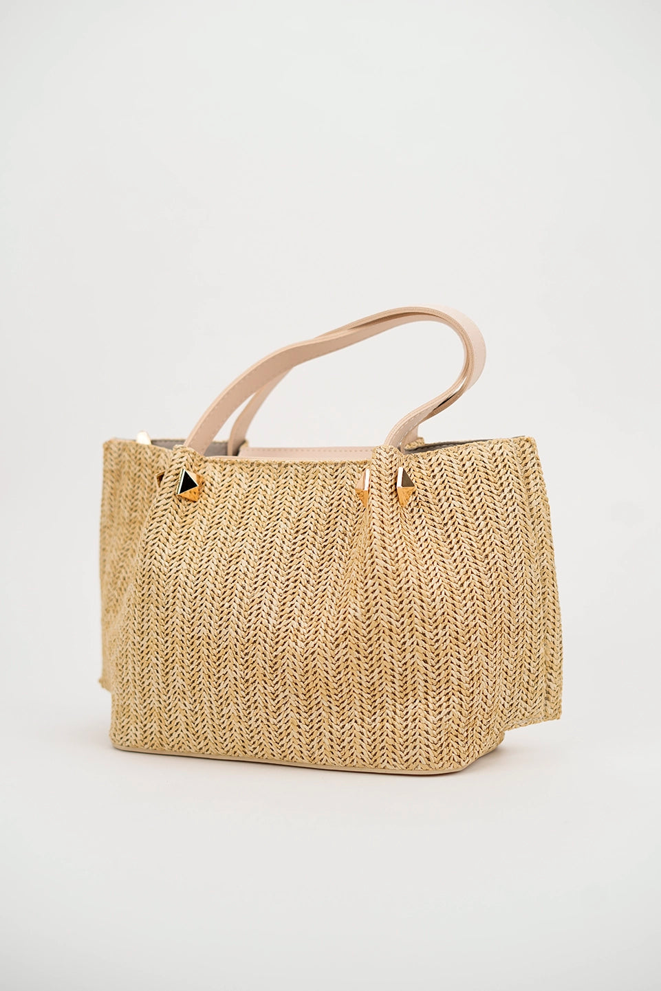 Stripe Bamboo Beige Hand Bag