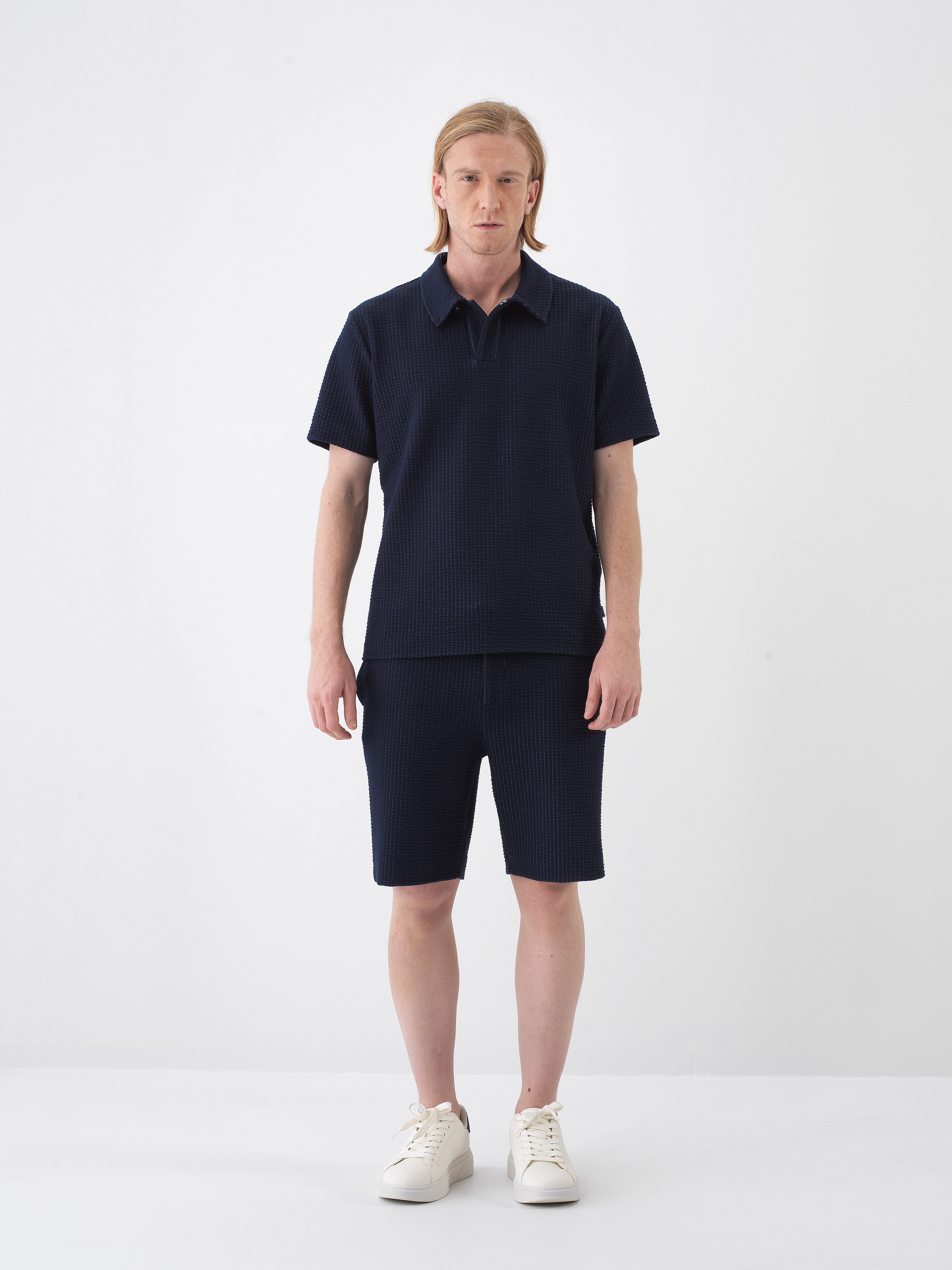 Xint Navy Embroidery Short