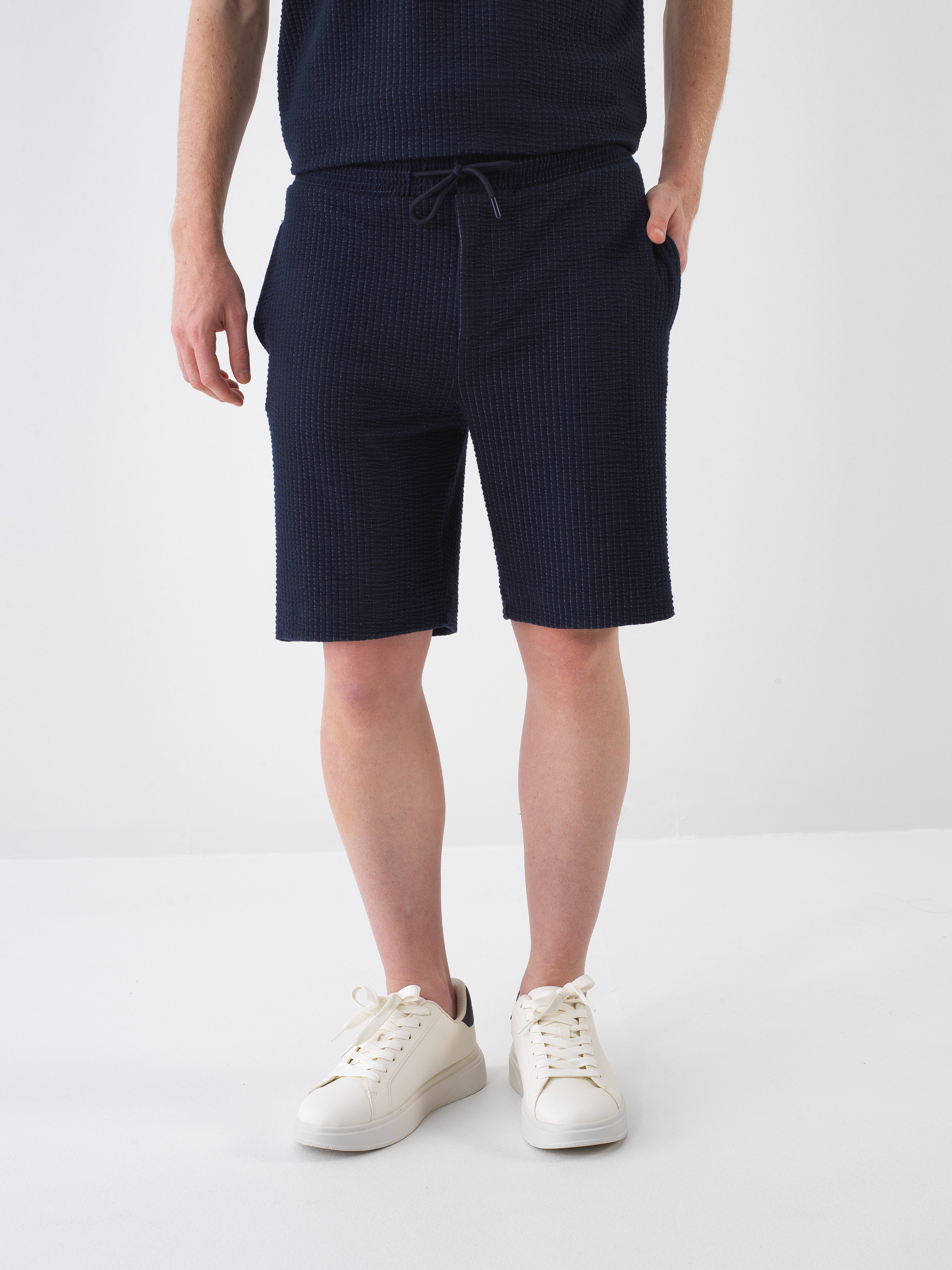 Xint Navy Embroidery Short