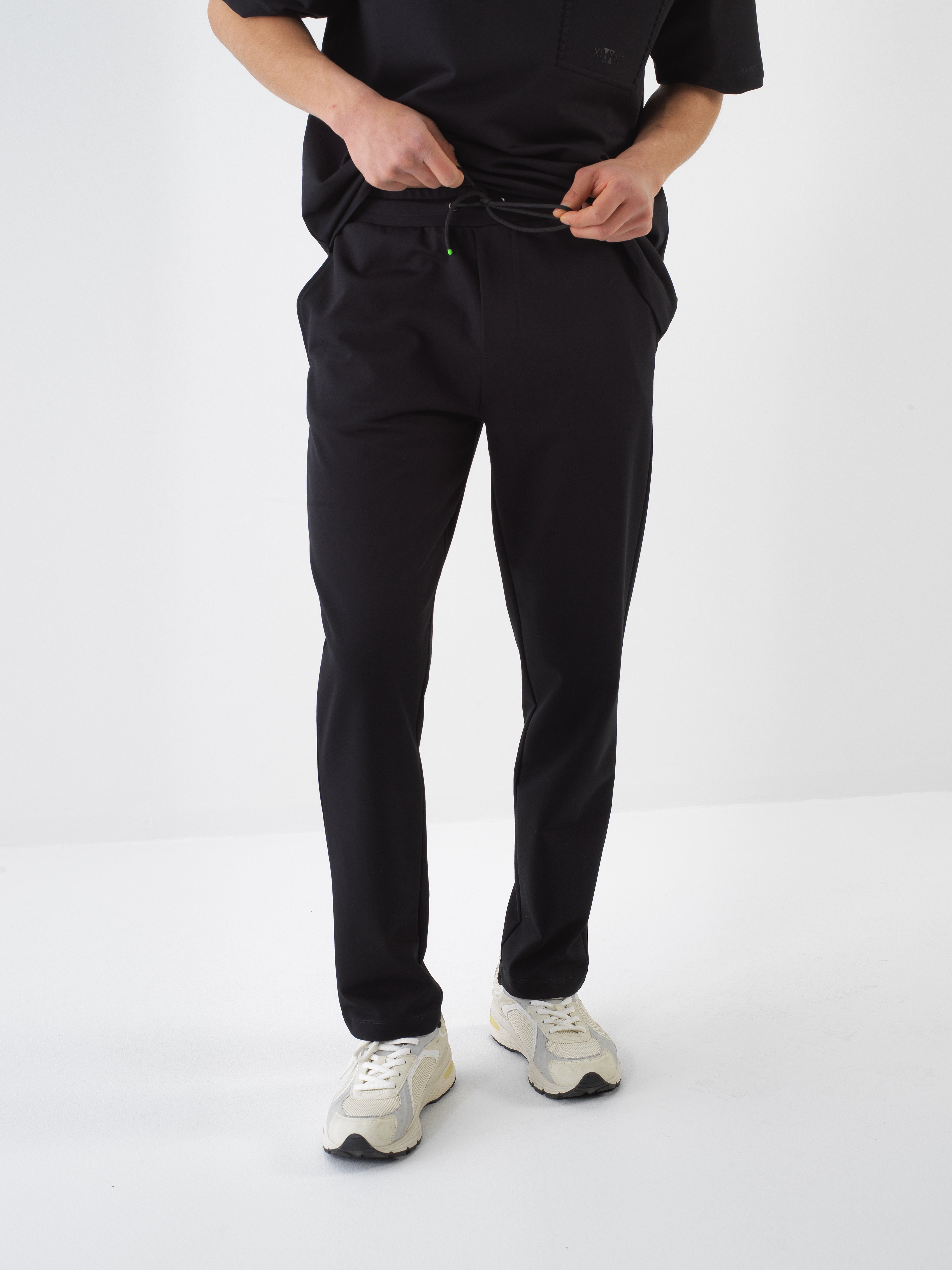 Xint Black Casual Pant With Elastic Waist