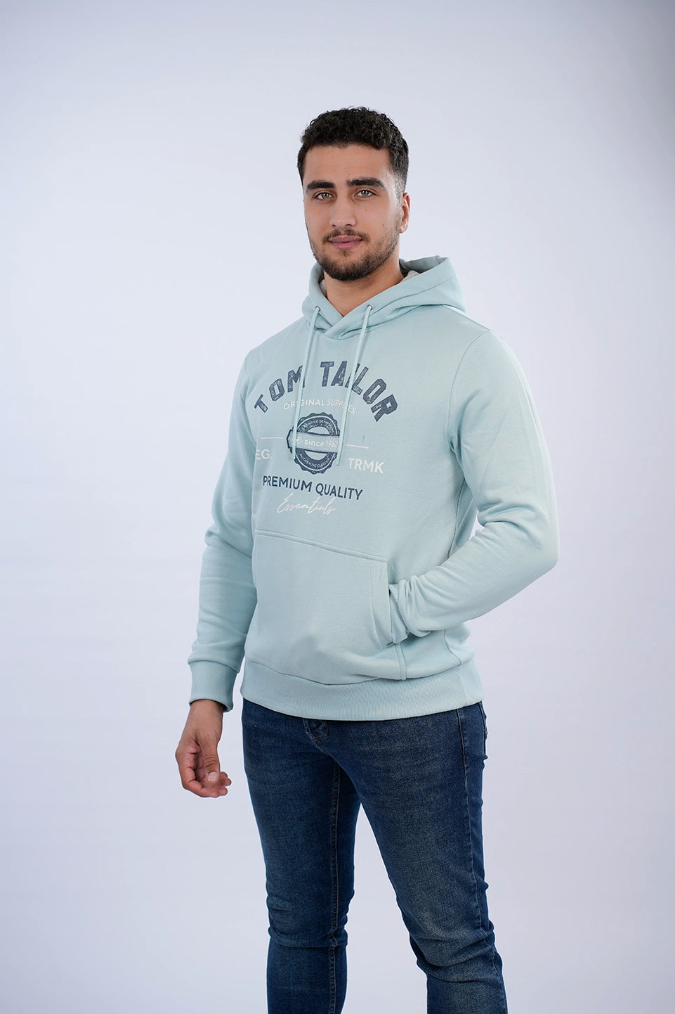 Tom Tailor Grey Mint Hoodie With Front Logo