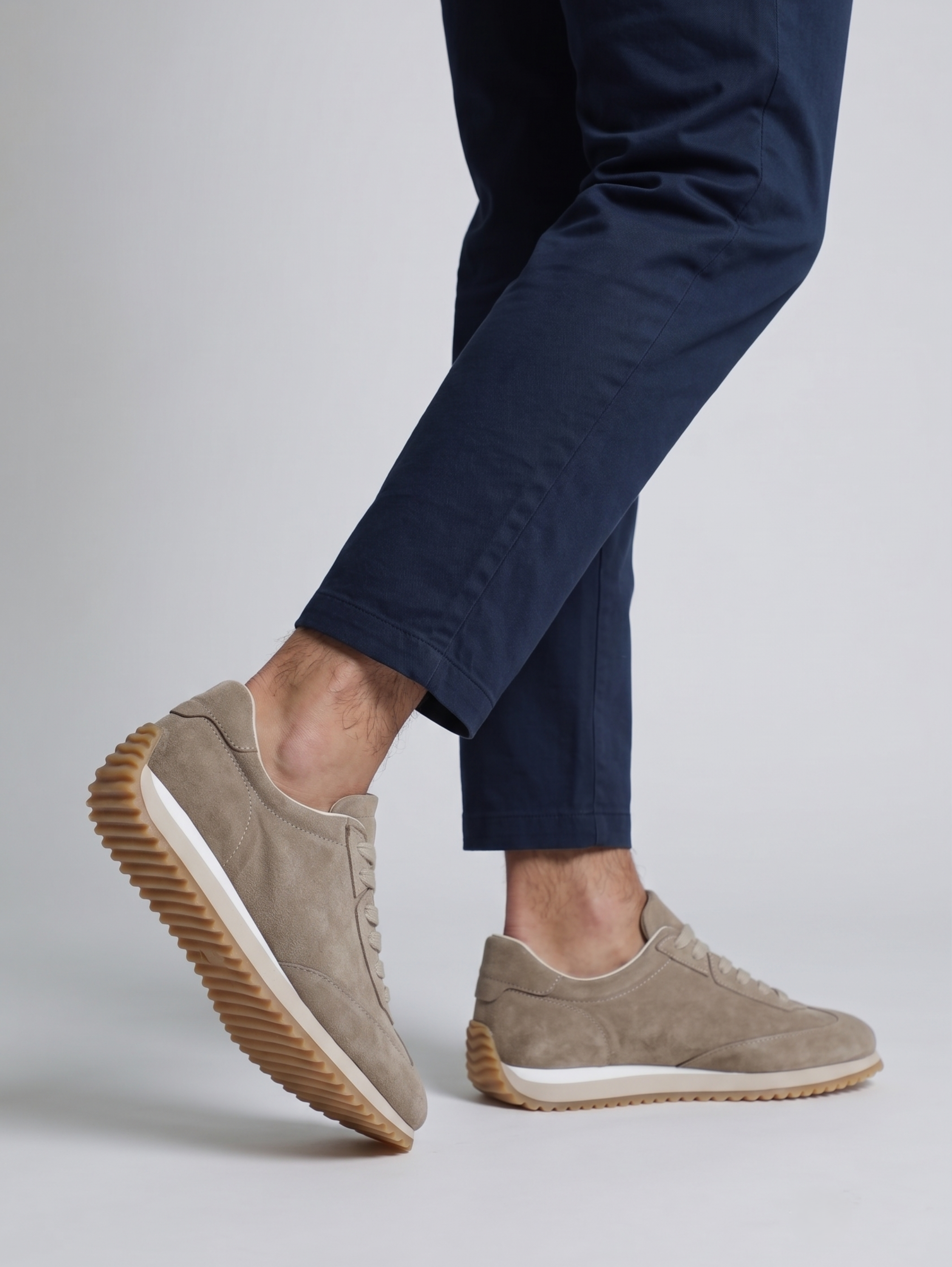 Beige Retro Gum Sole Smart Casual Chamois Shoes