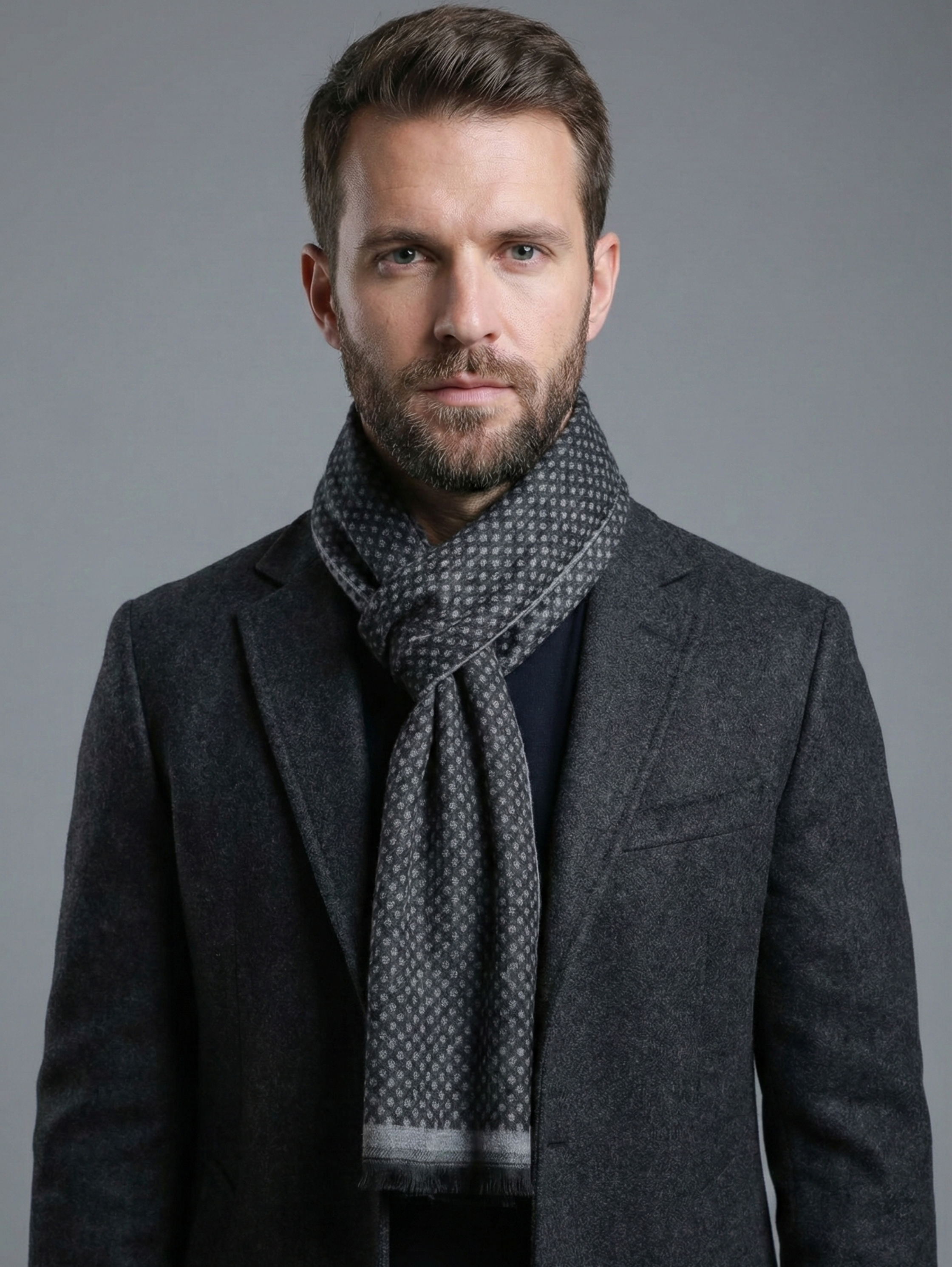 Black Wool Blend Stylish Scarf