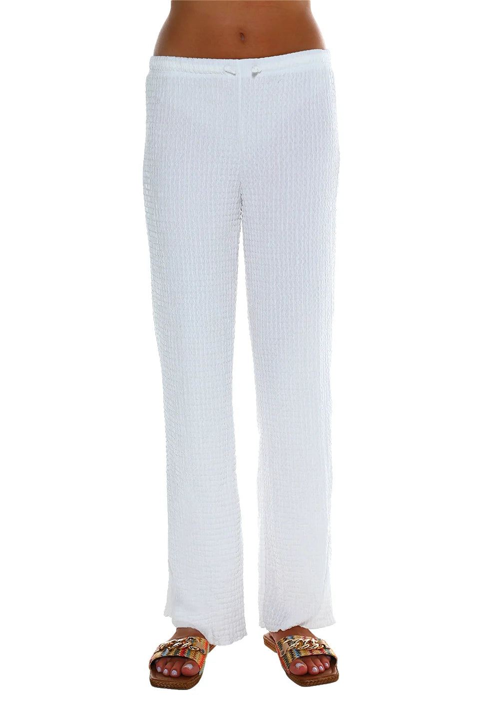Stylish Embroidery White Loose Pants
