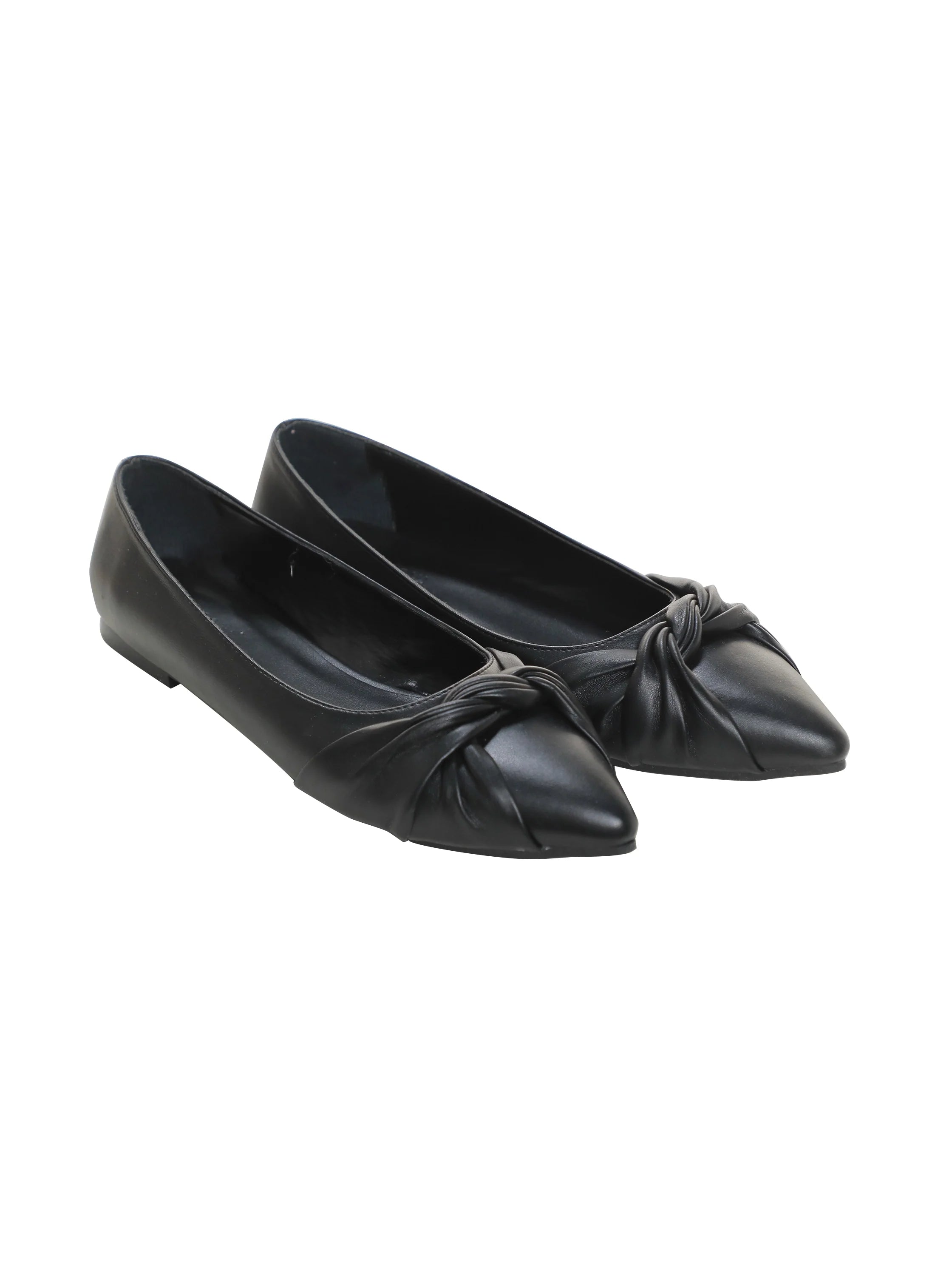 Flat Black Ballerina with Simple Toe Design