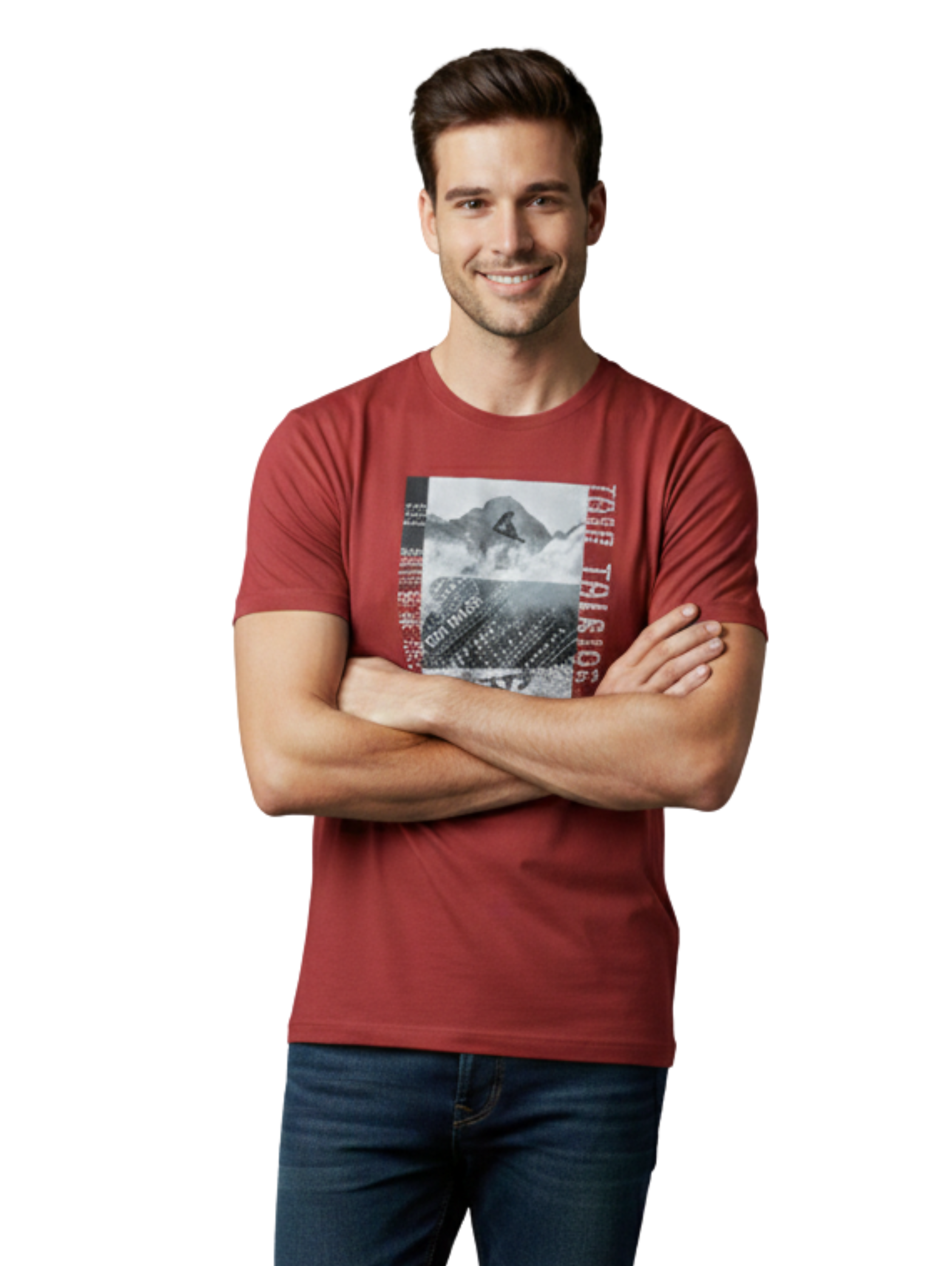 Tom Tailor Short Sleeved Red T-shirt With Front Design