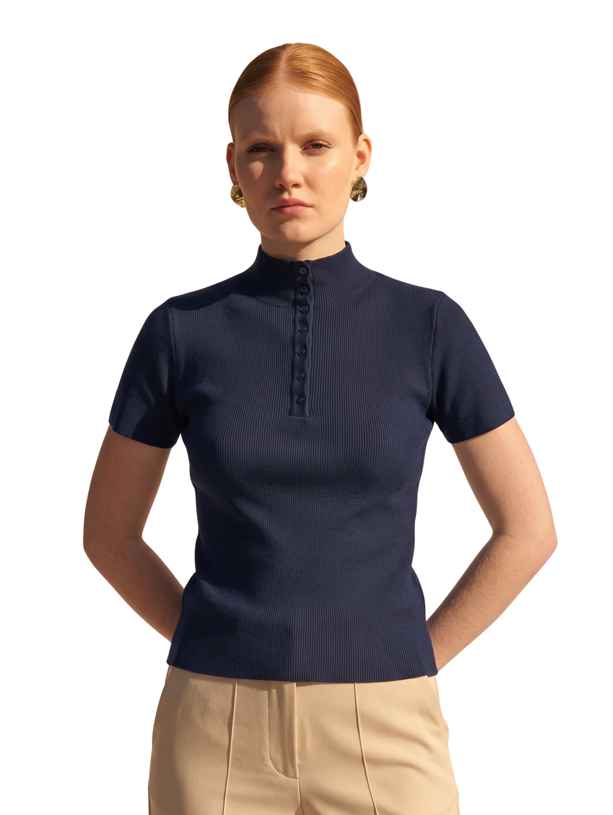 Navy Short-Sleeve Pullover