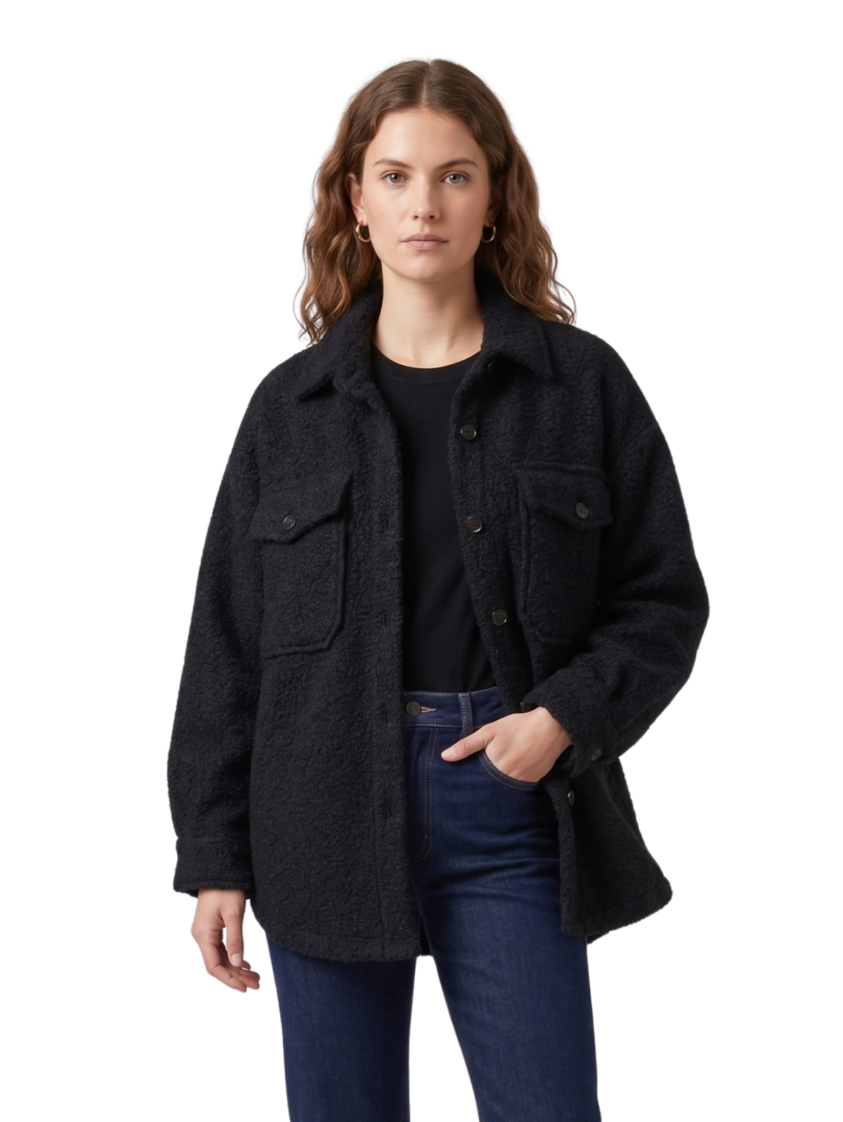 Black Long Sleeved Shirt Jacket