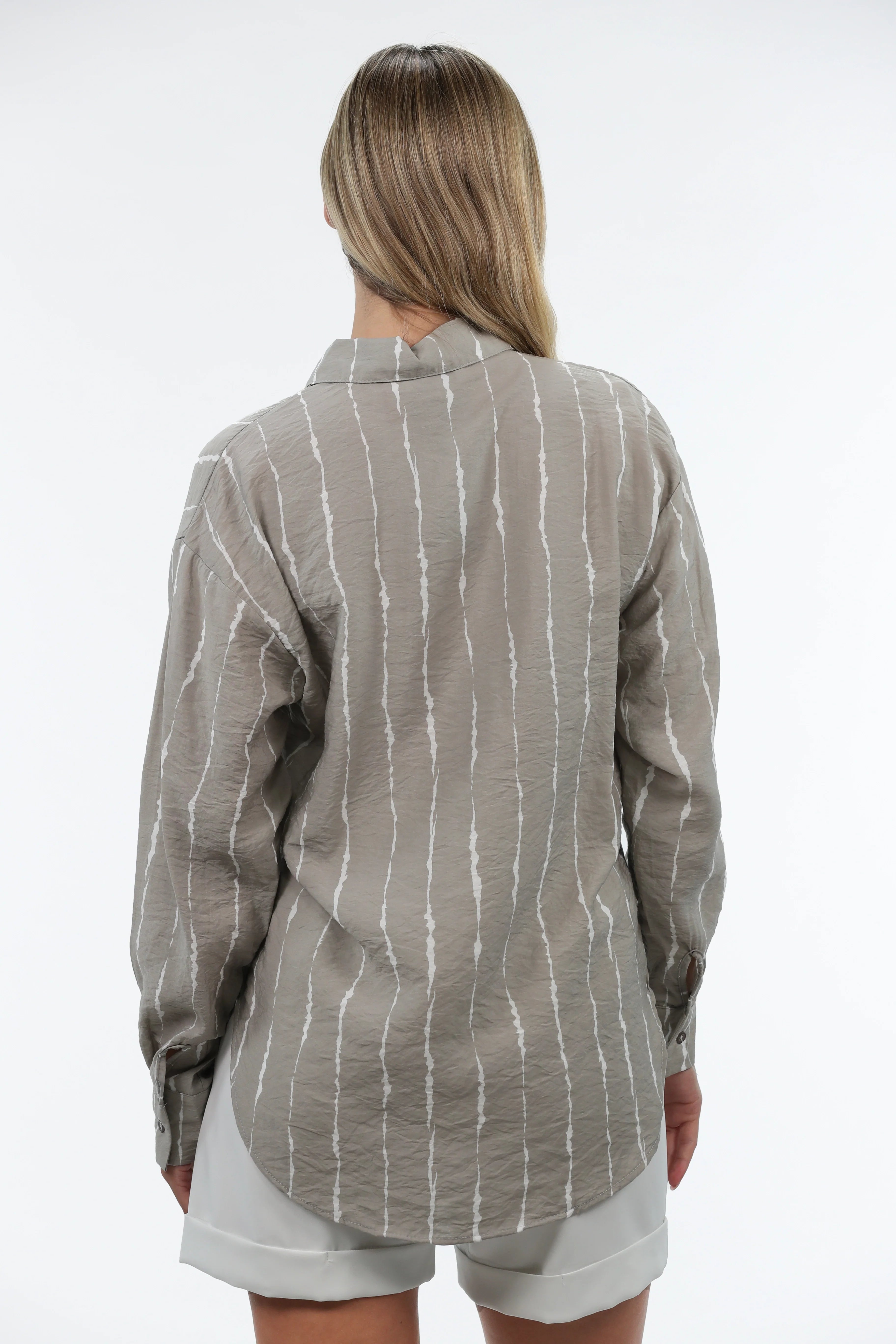 Long Sleeve Strip Grey Shirt