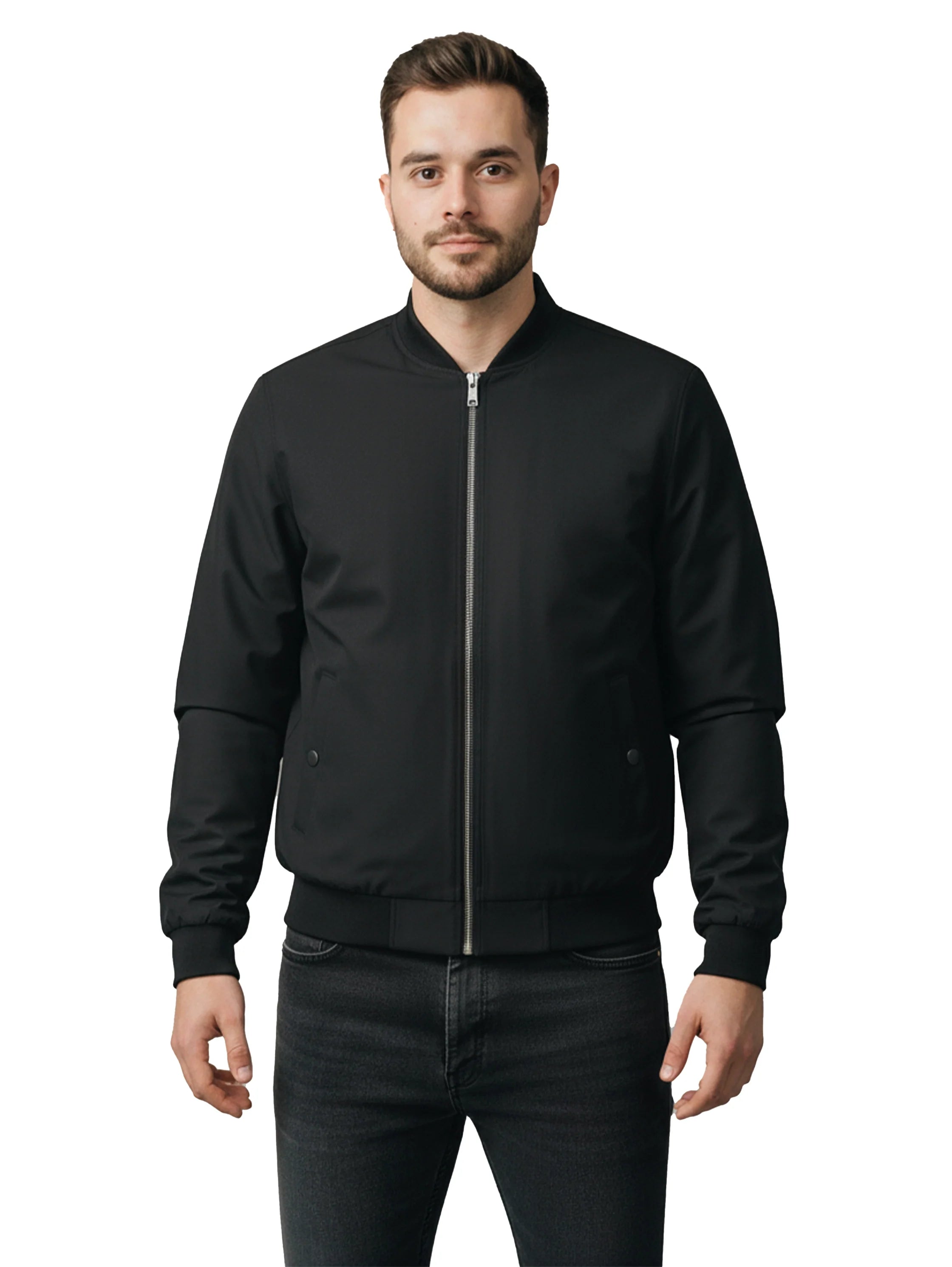 Black Bamber Jacket With Zipper To Close