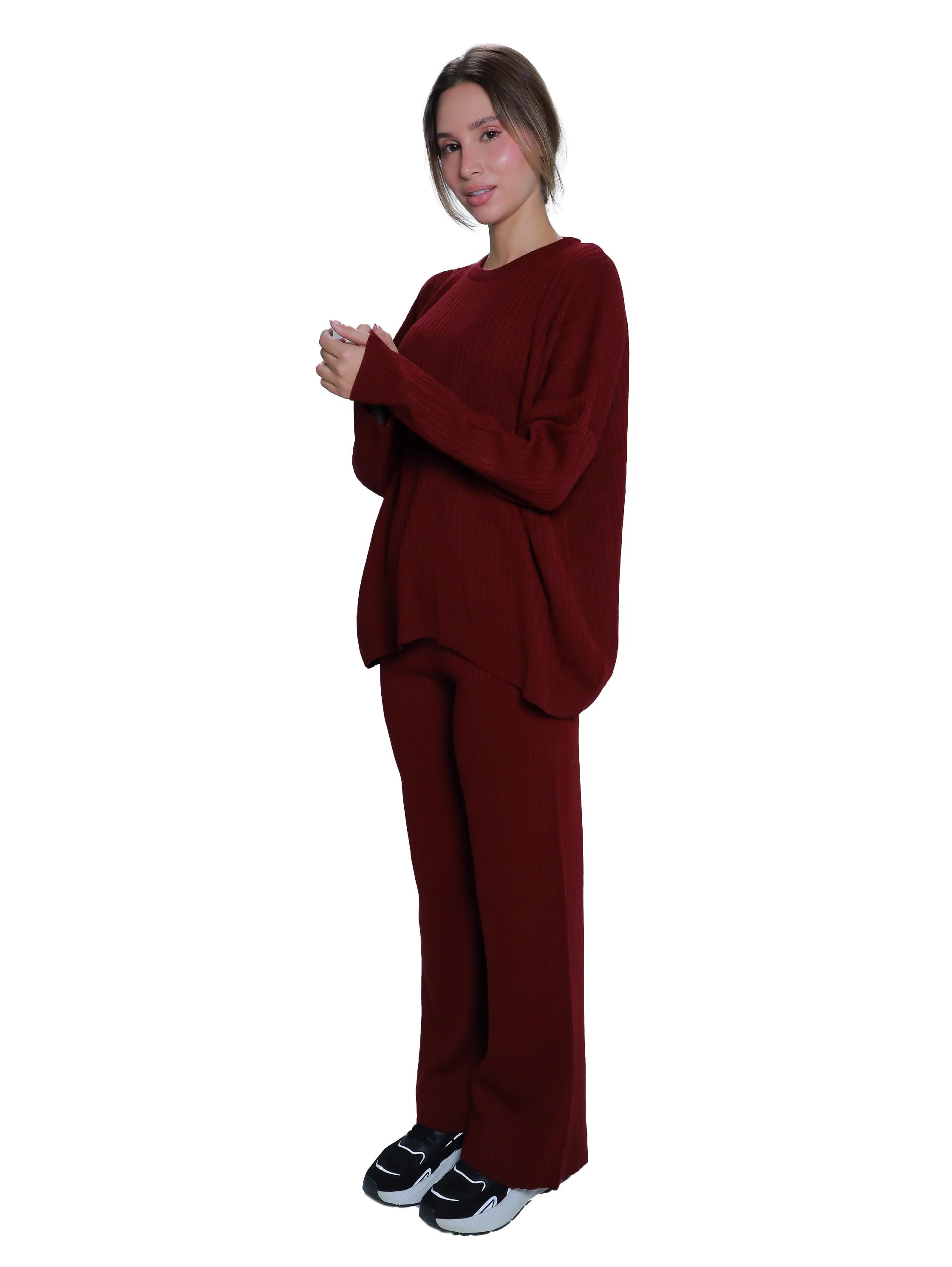 Striped Bordo Pant & Sweater Set