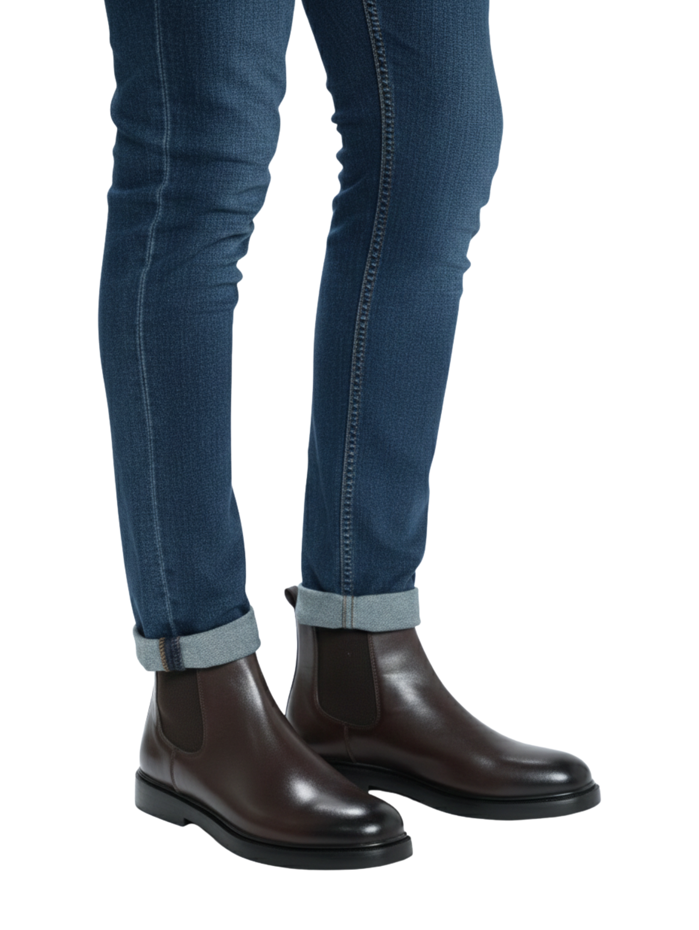 Dark Brown Ankle Boot With Elastic Side