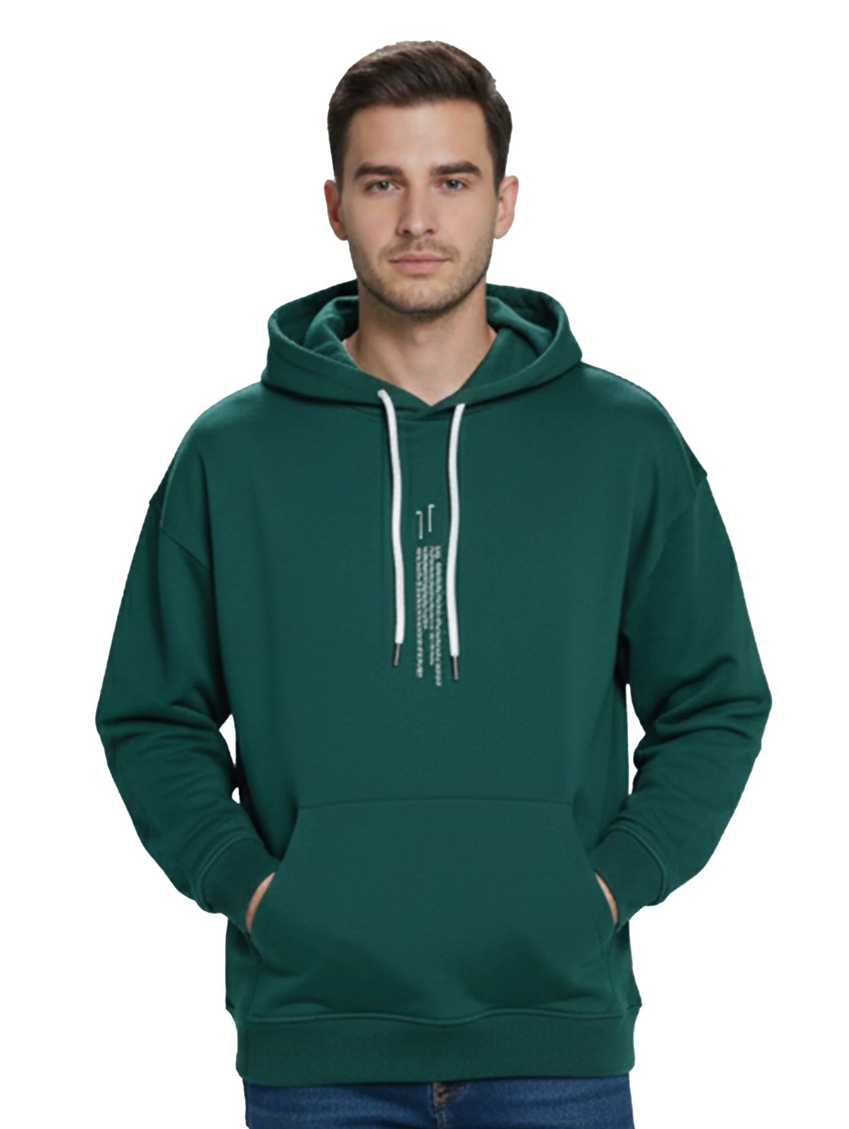 Green Cotton Hoodie With Adjustable Drawstring