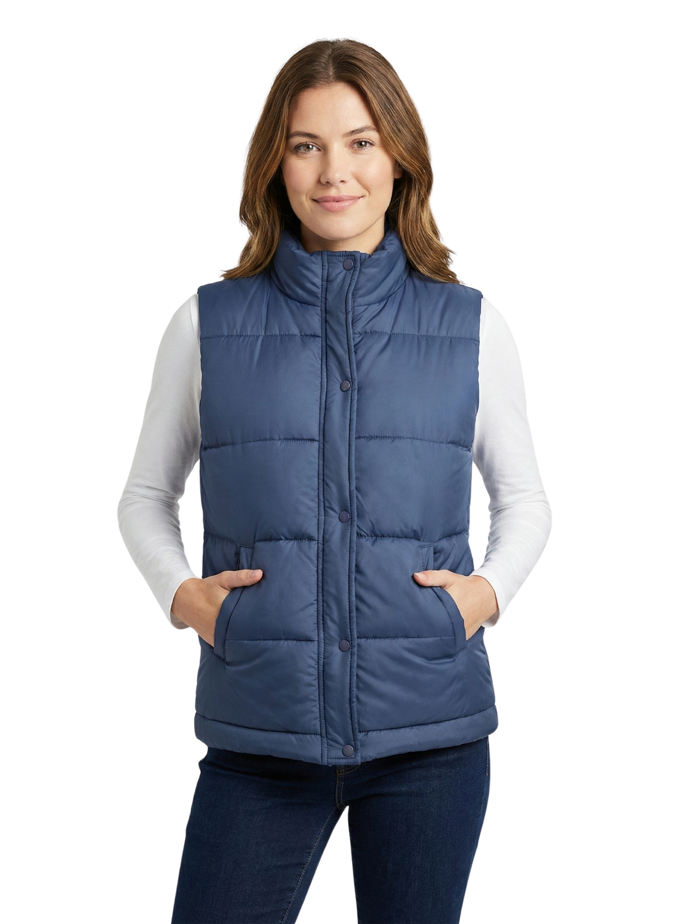 Navy Puffer Zippered Vest