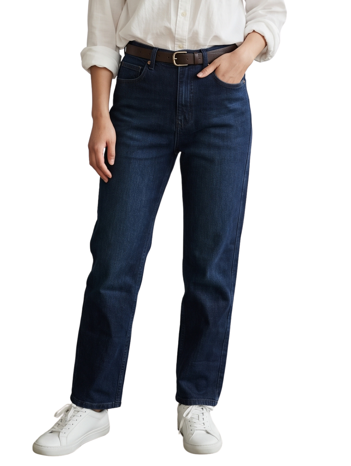 Blue Black Straight-Leg Jeans