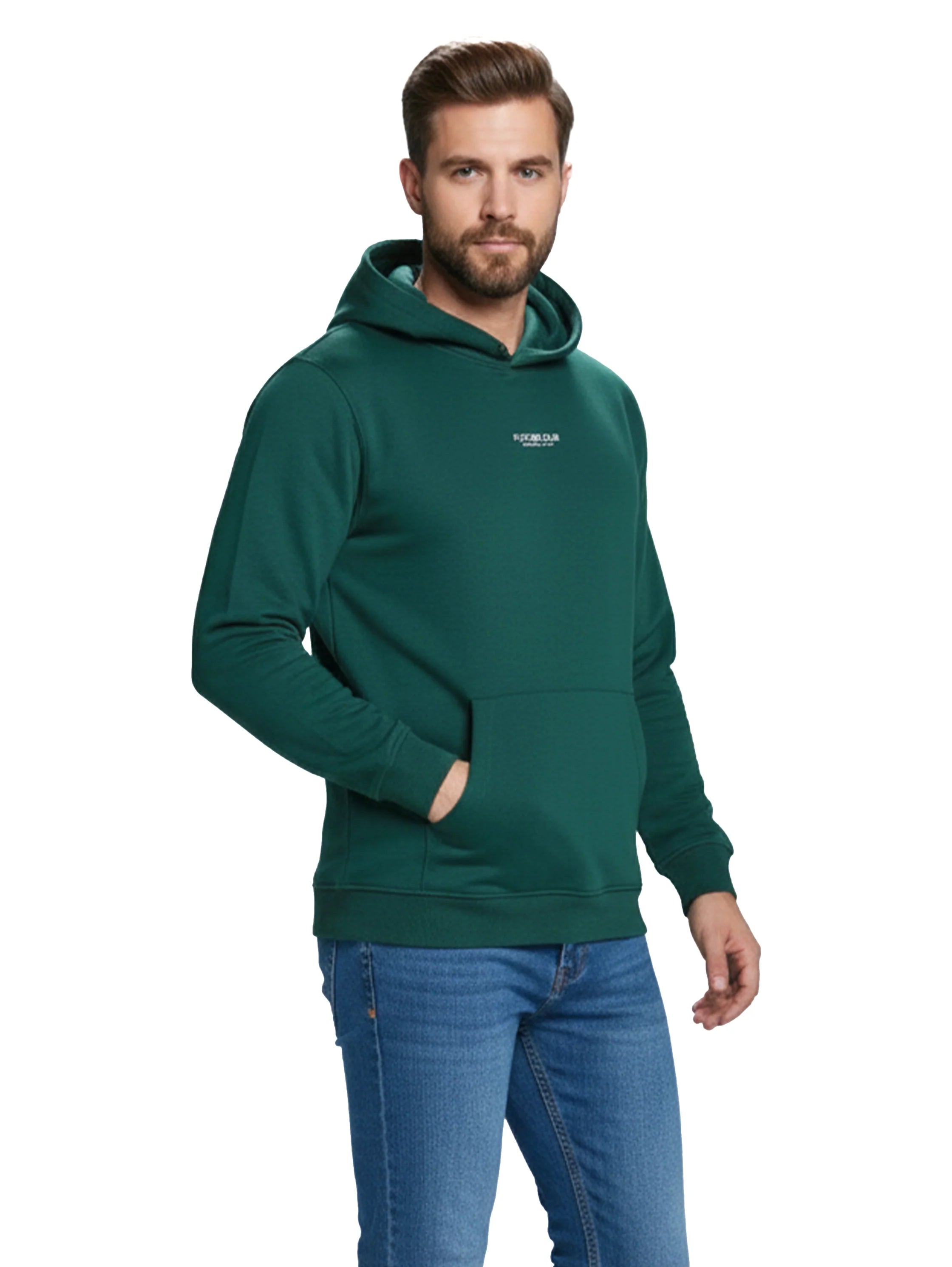 Long Sleeved Green Hoodie With Kangaroo Pocket