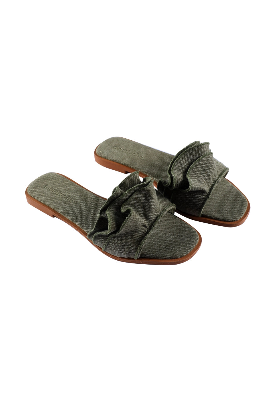 Flat Olive Slipper With Design