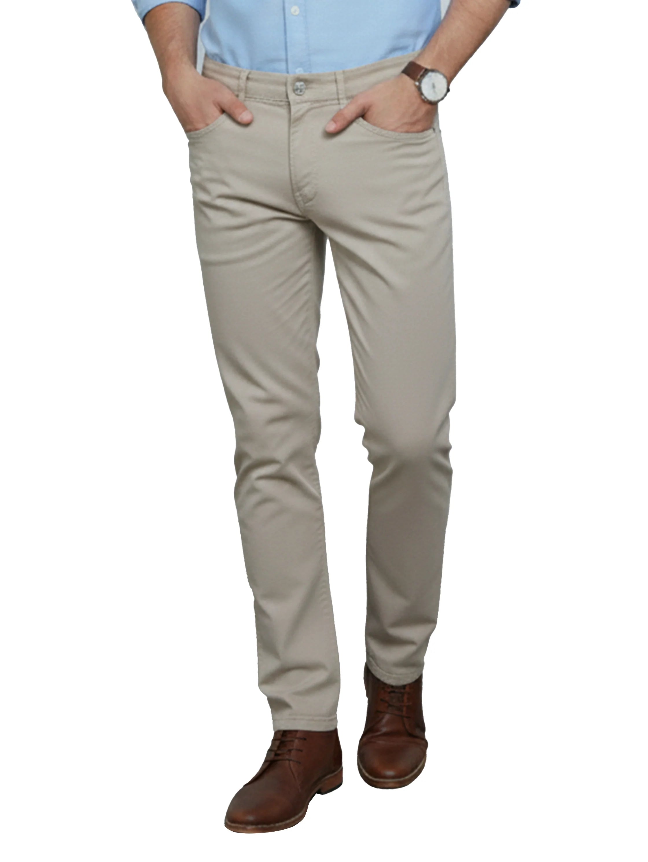 Beige Casual Pant With 5 Pockets Style