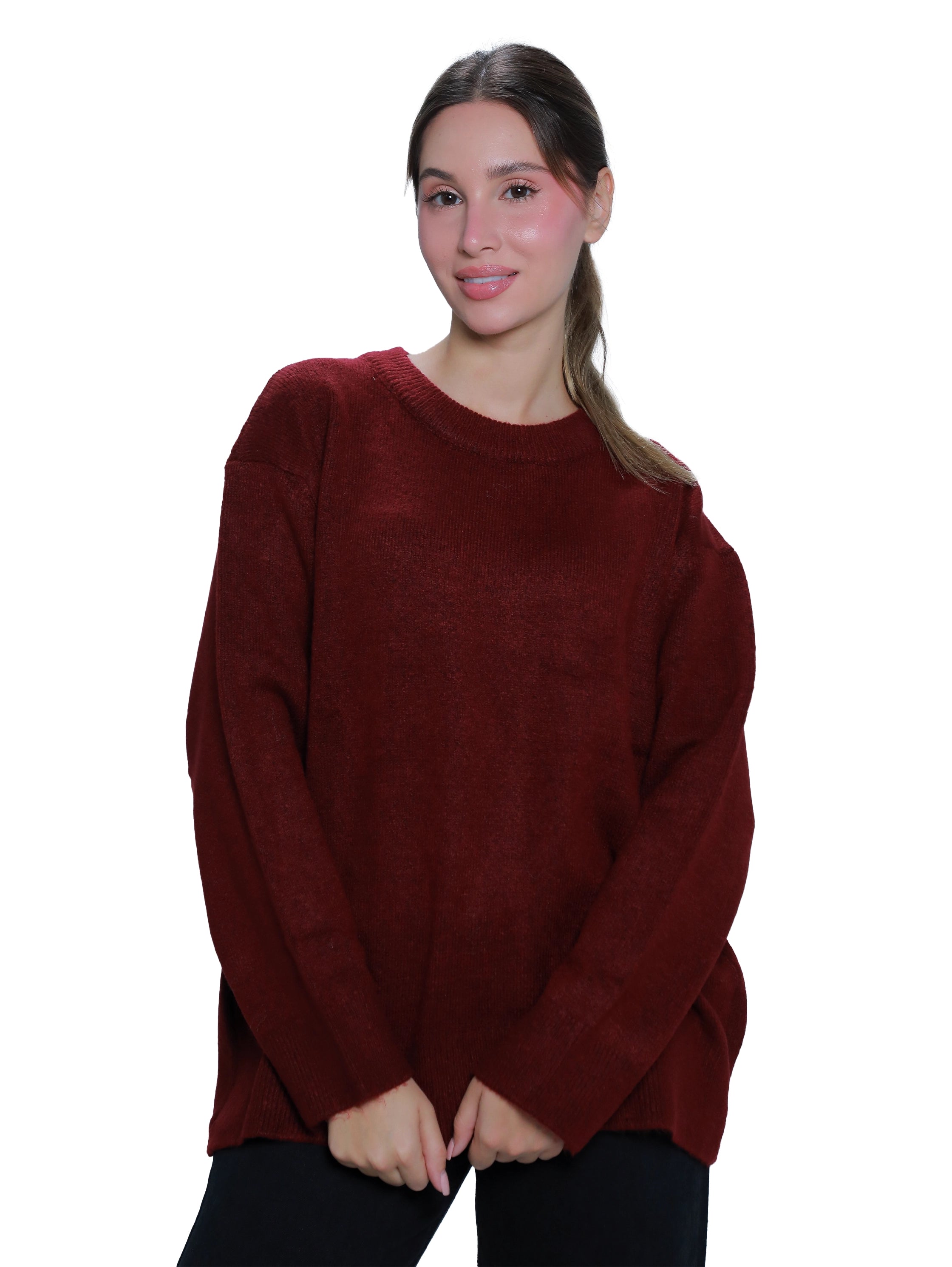 Oversize Bordo Plain Pullover
