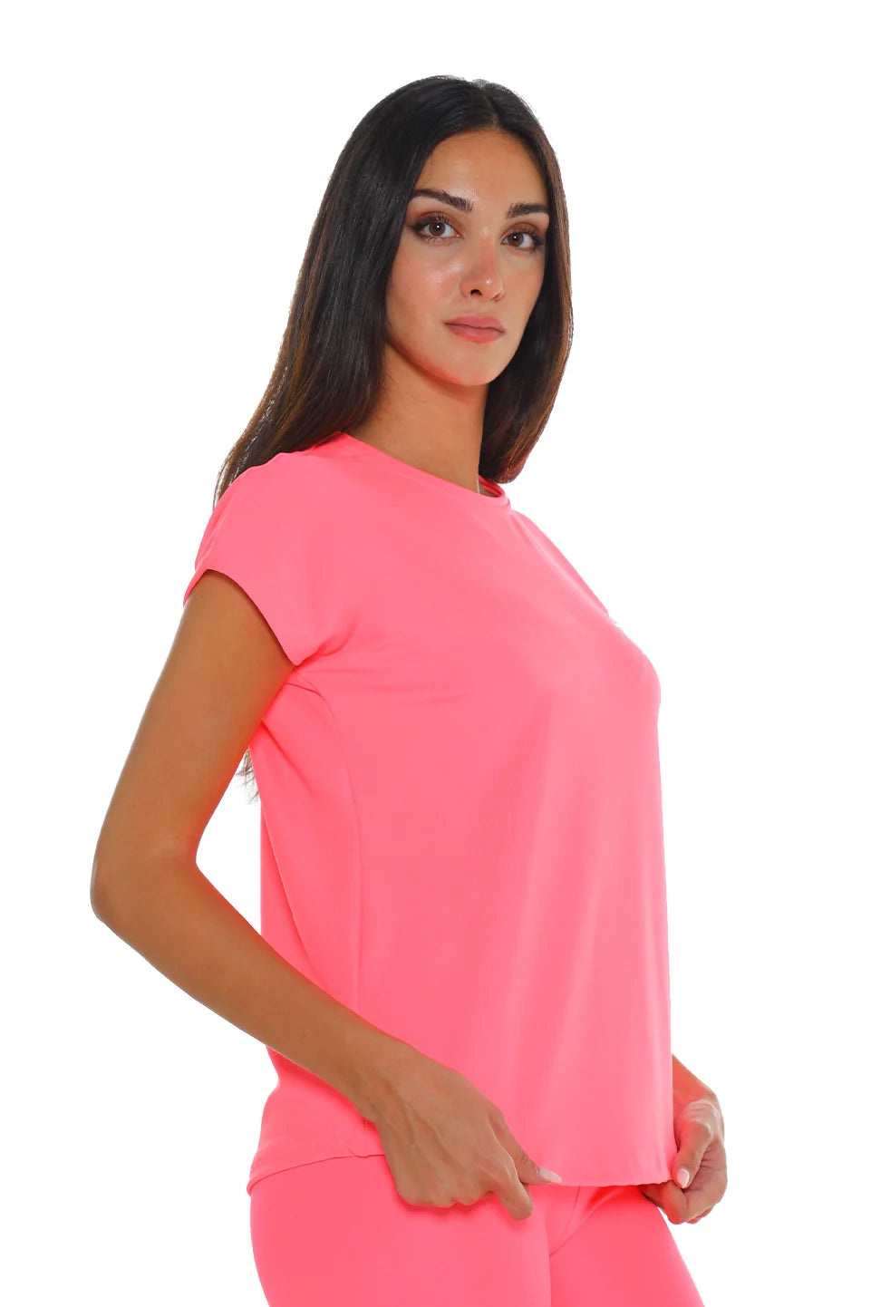 Short Sleeved Pink Active Top With Simple Logo