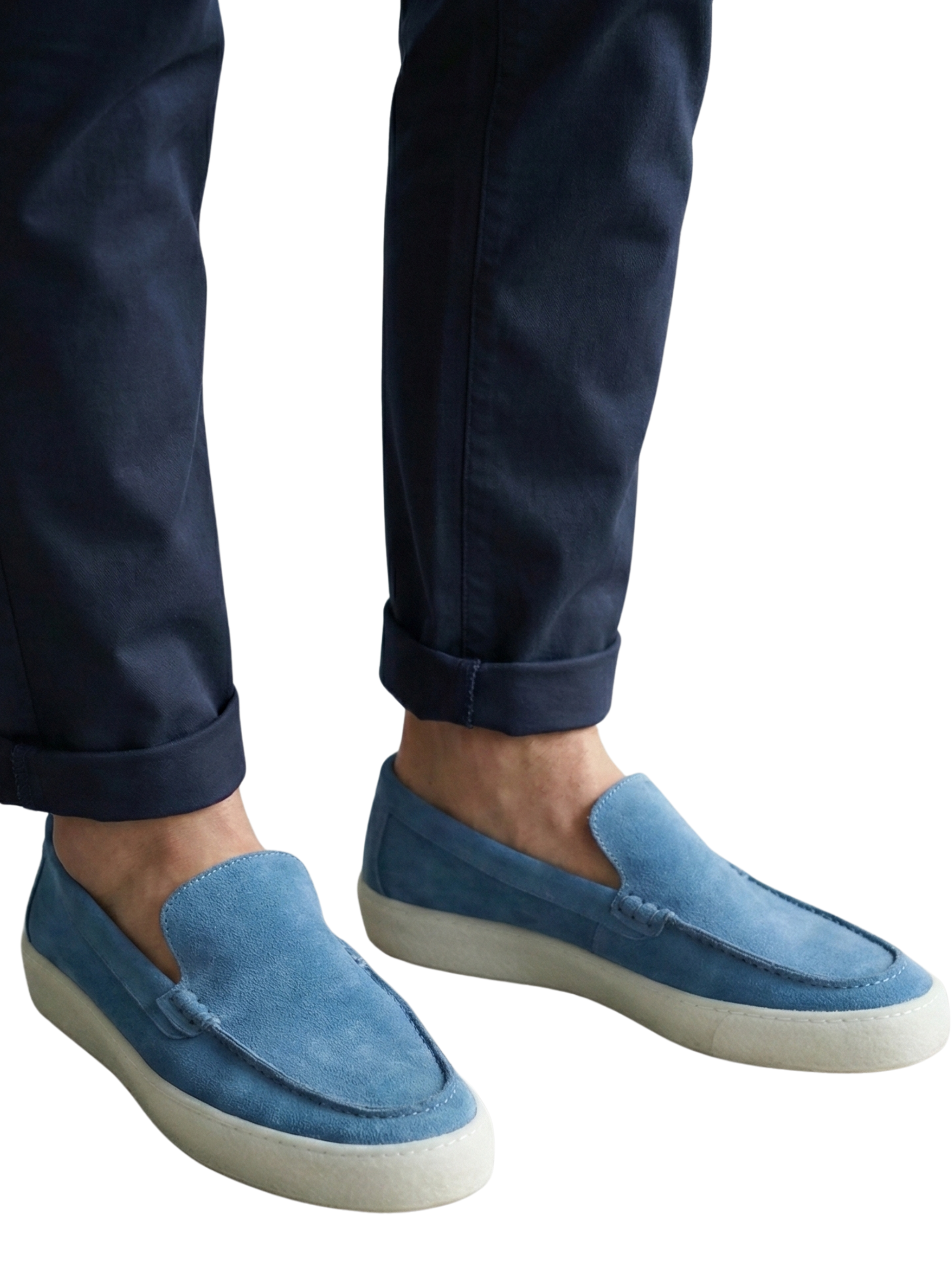 Blue Slip-On Casual Shoes With Soft Texture Fabric