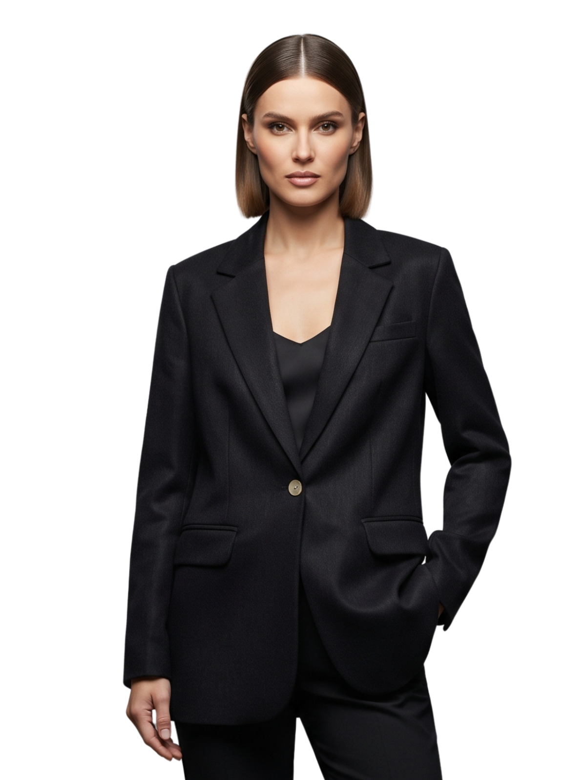Black Suede Single-Breasted Blazer