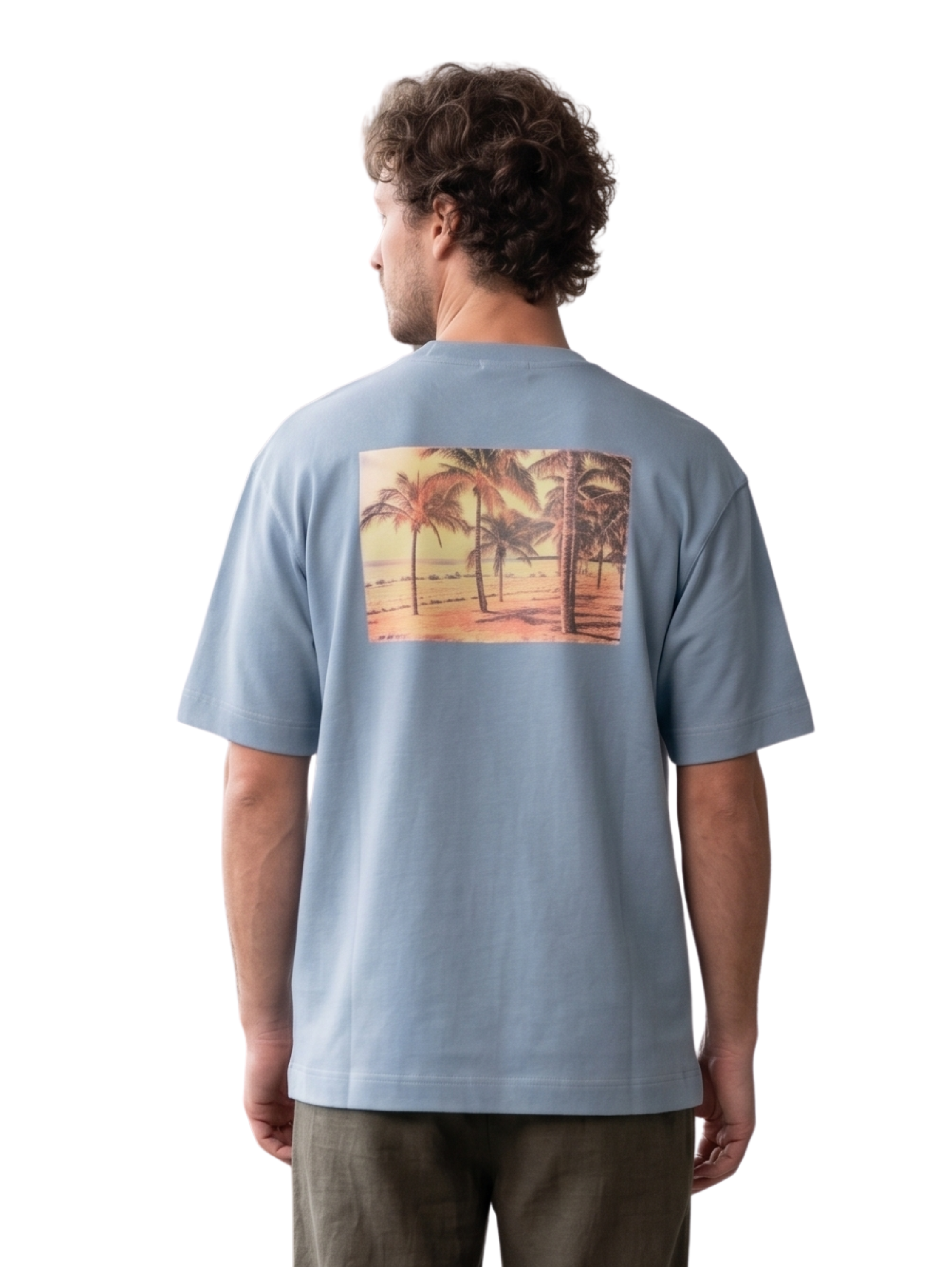 Oversized Denim T-Shirt With Printed Design