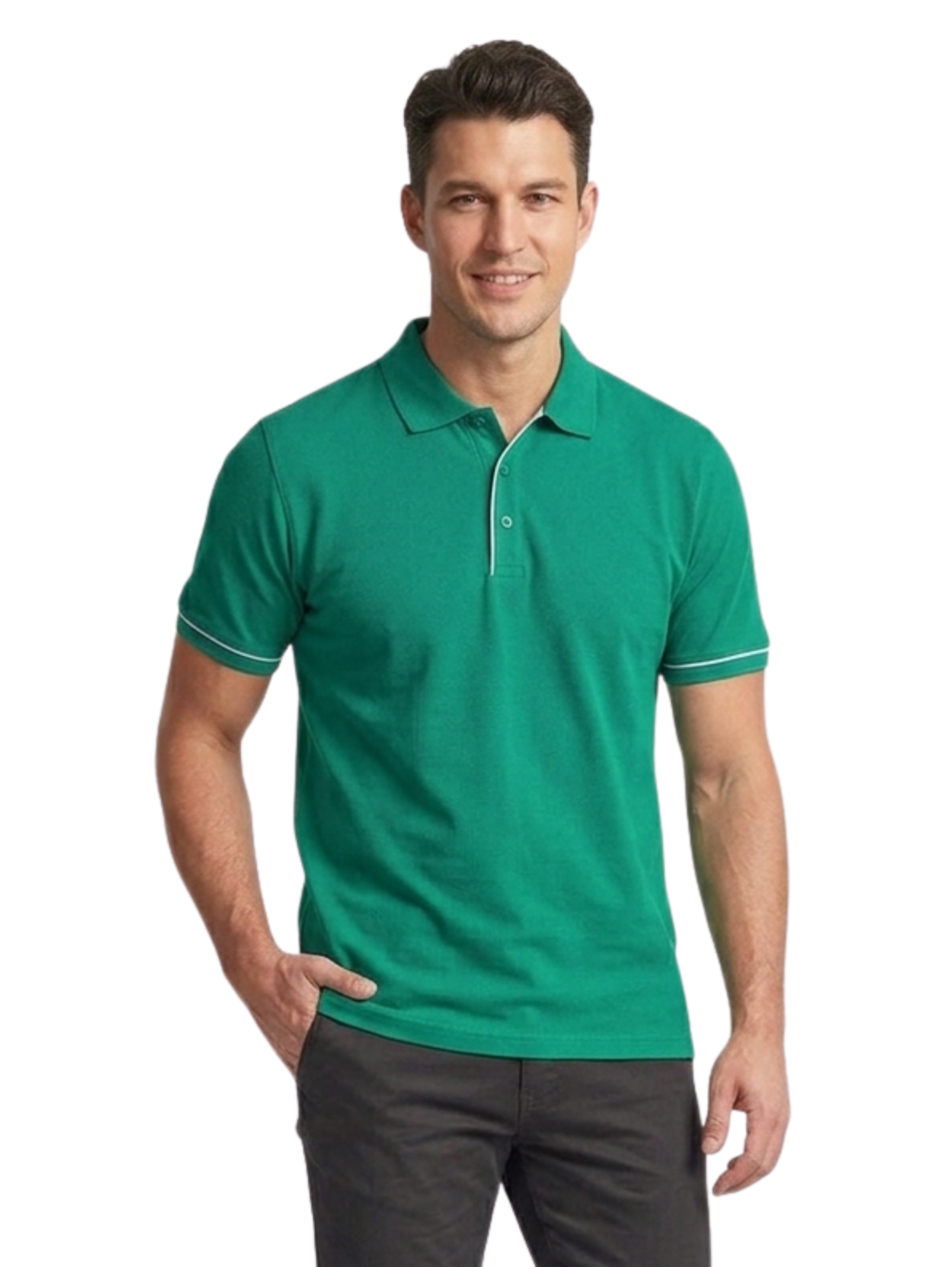 Green Slim Fit Polo With Collar