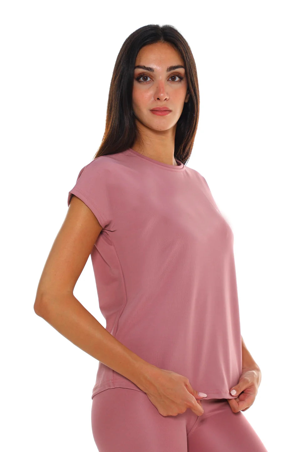 Short Sleeved Purple Active Top With Simple Logo