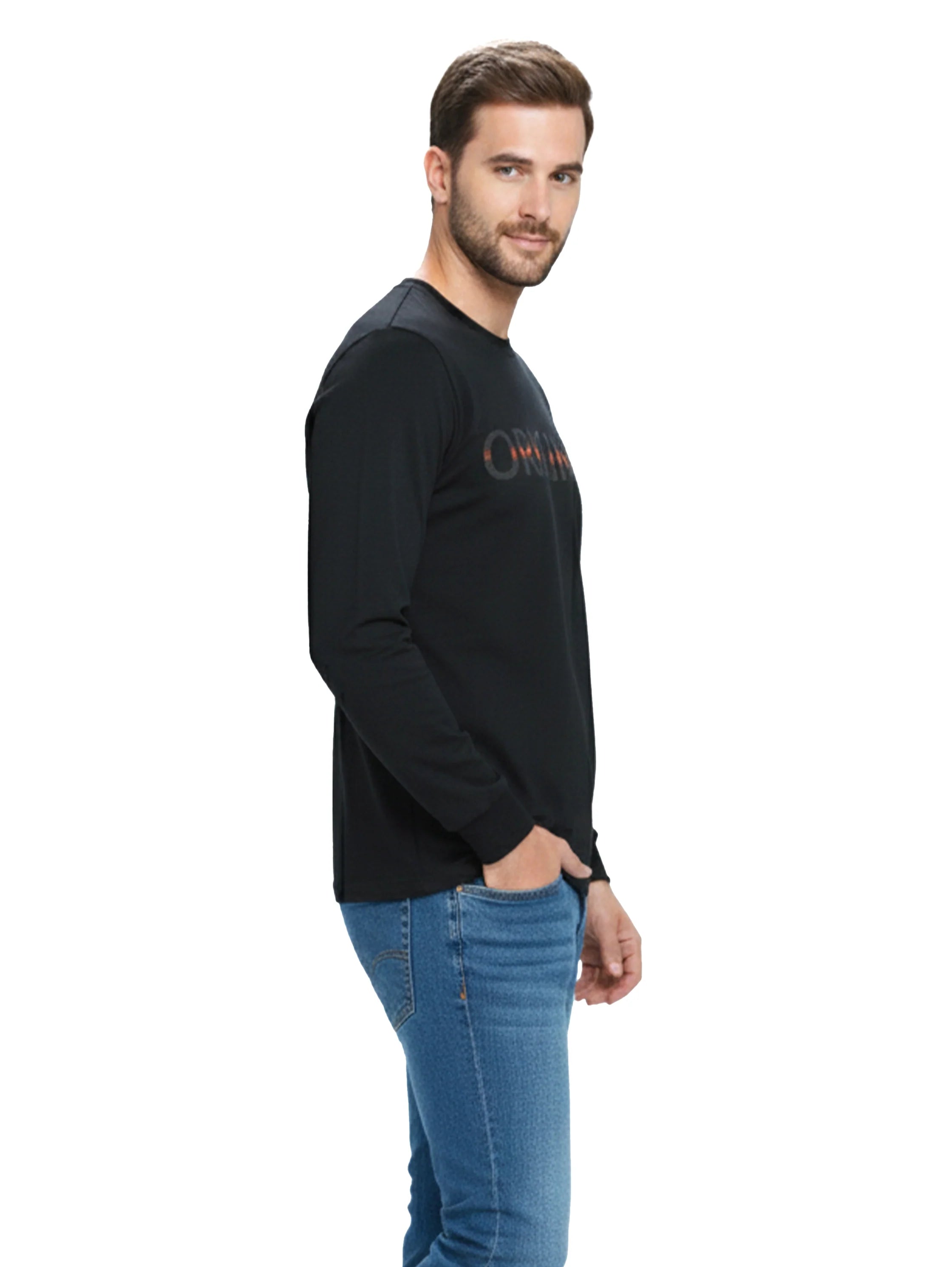 Long Sleeved Black Sweater With " Original " Front Design