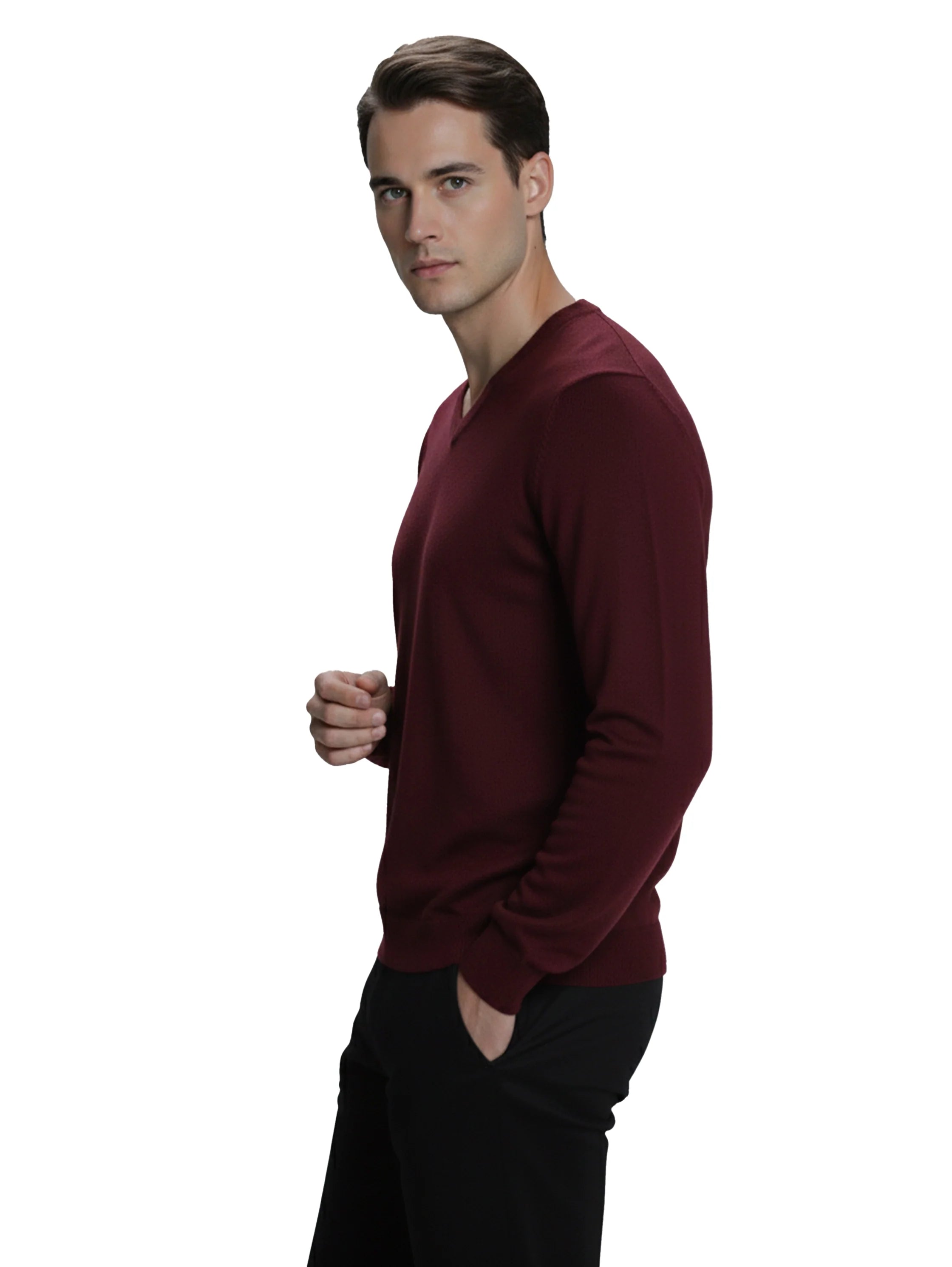 Bordo V-Neck Long Sleeved Knitwear Pullover