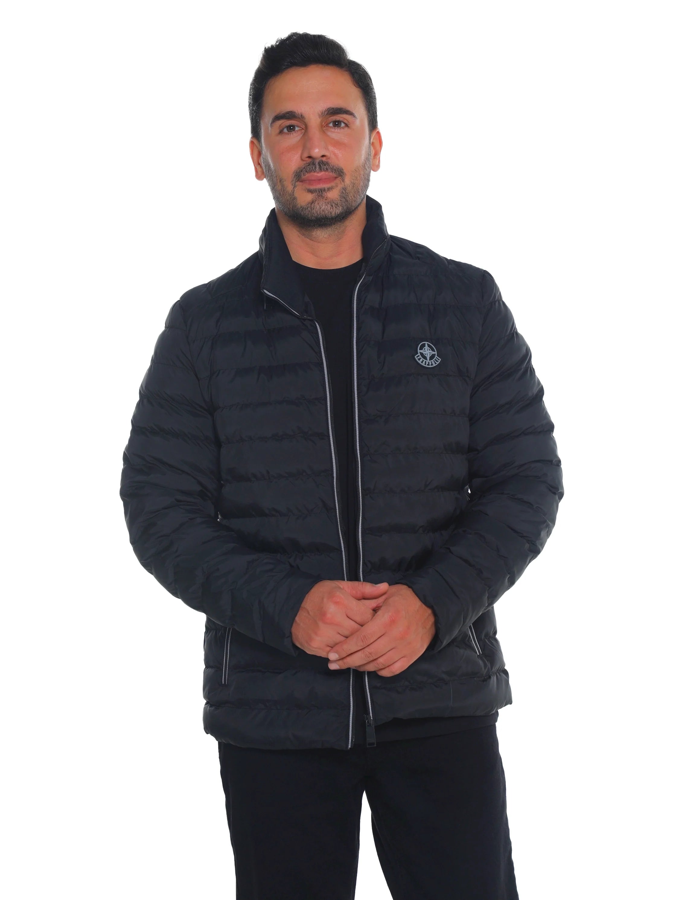 Black Puffer Jacket with Zippered Closable Side Pockets
