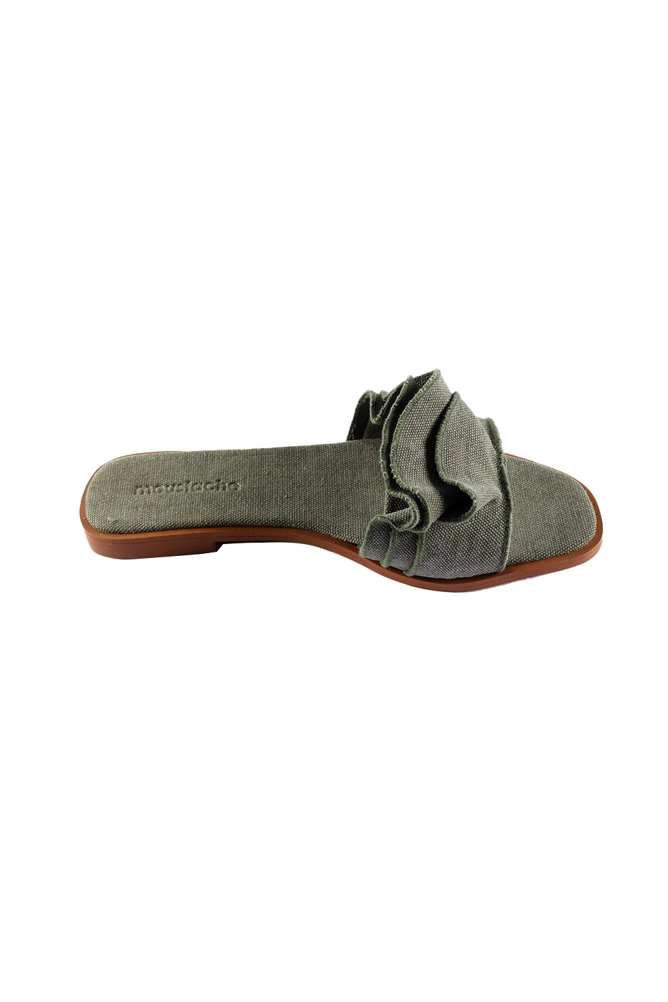 Flat Olive Slipper With Design