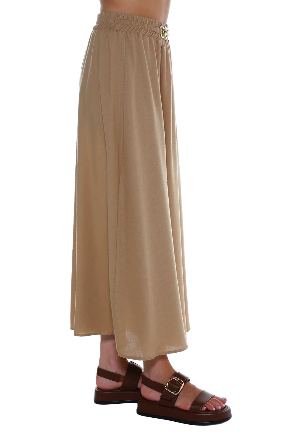 Maxi Dark Beige Belted Skirt