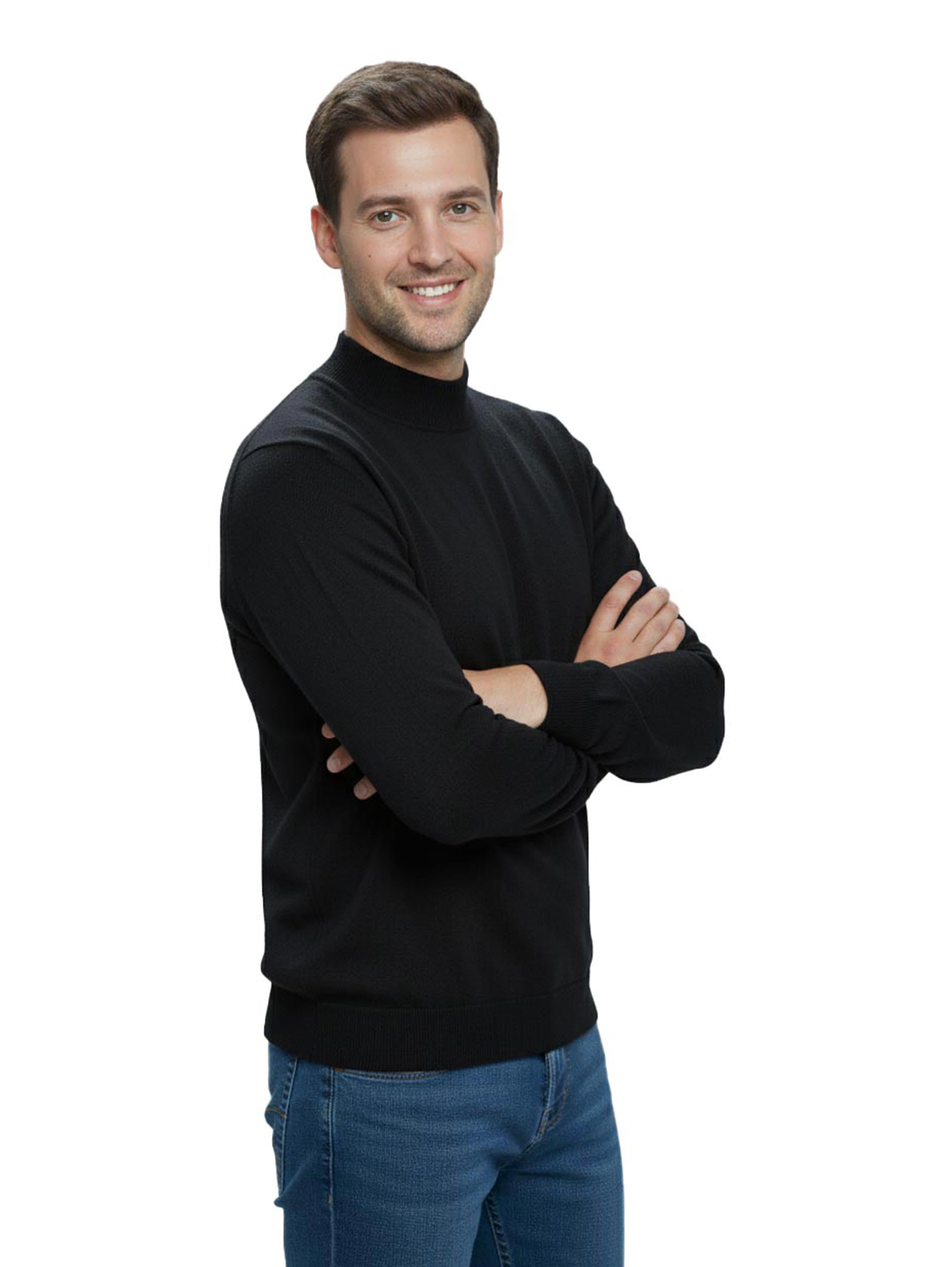 Stand Up Collar Knitwear Black Pullover