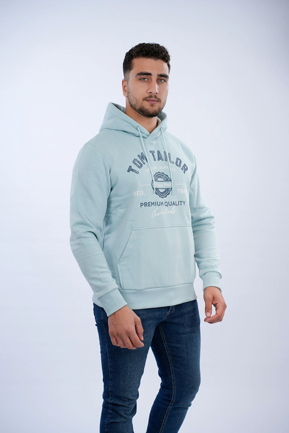 Tom Tailor Grey Mint Hoodie With Front Logo