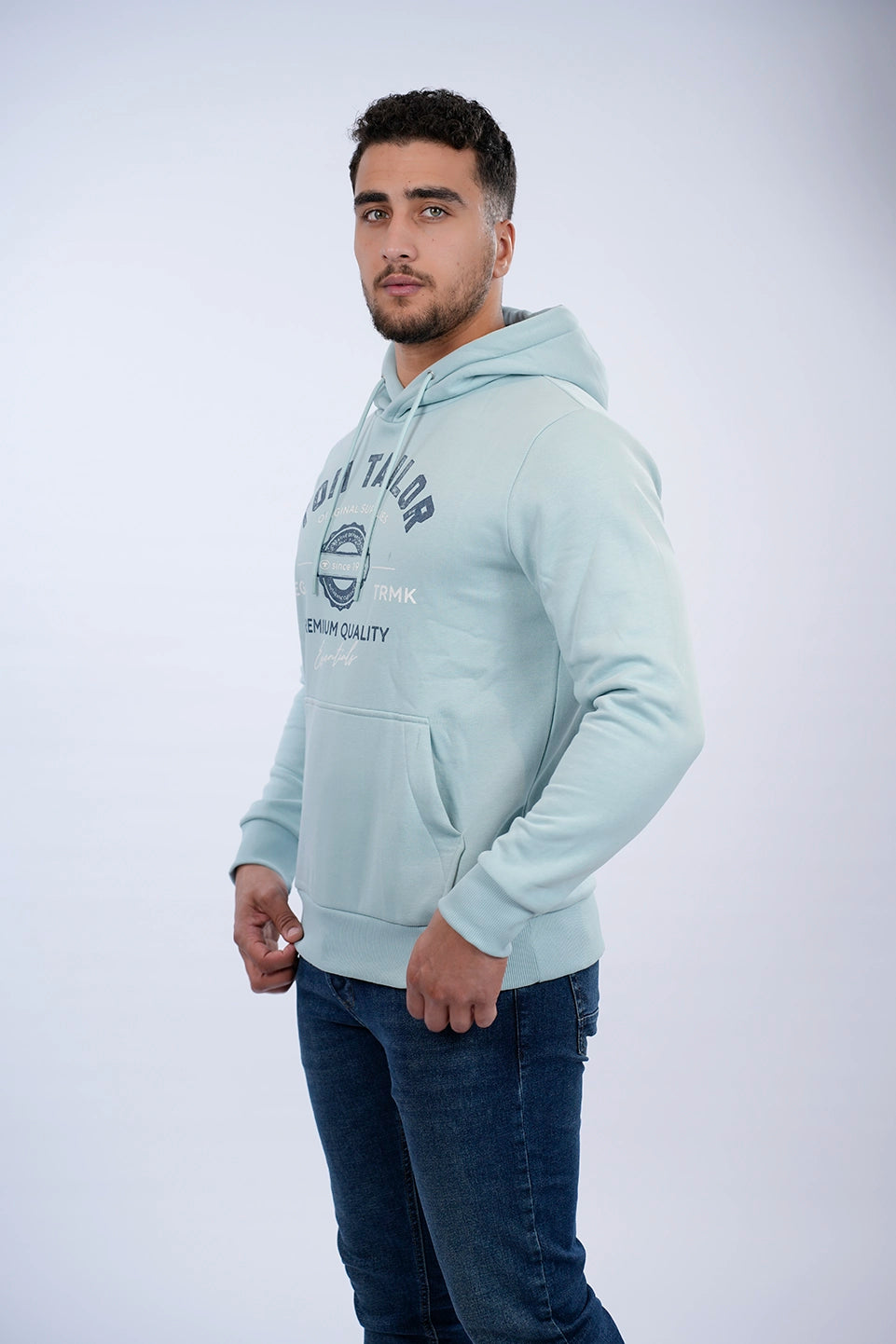 Tom Tailor Grey Mint Hoodie With Front Logo