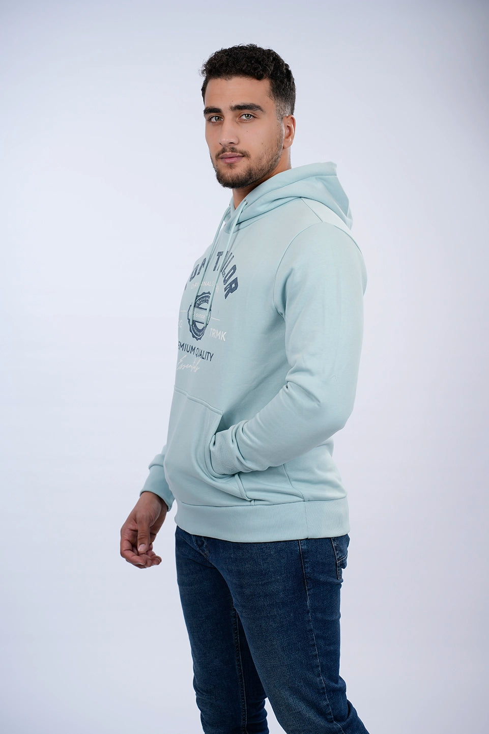 Tom Tailor Grey Mint Hoodie With Front Logo