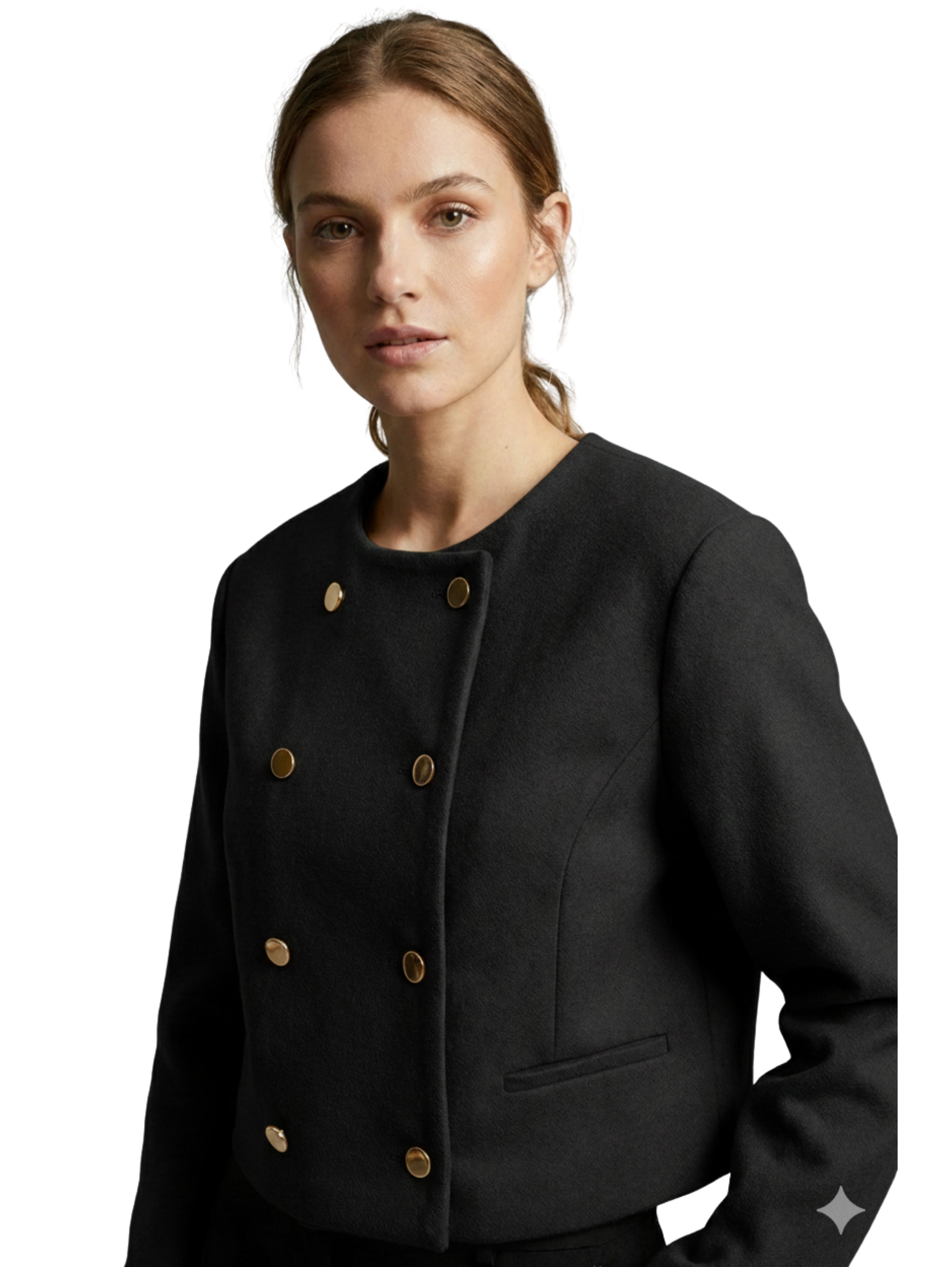 Long Sleeve Black Jacket Double Button To Close