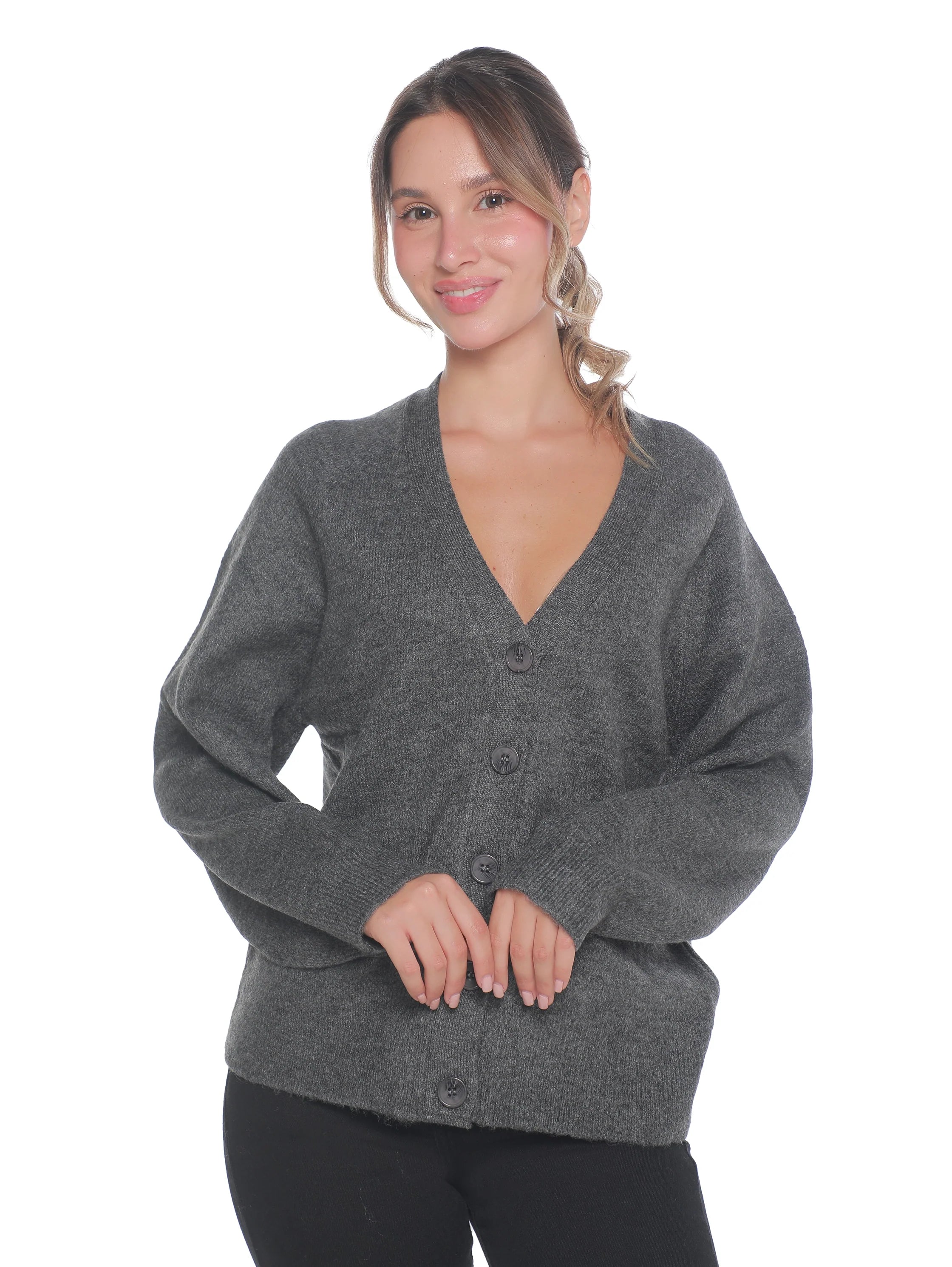 Soft Grey Pullover With Button To Close