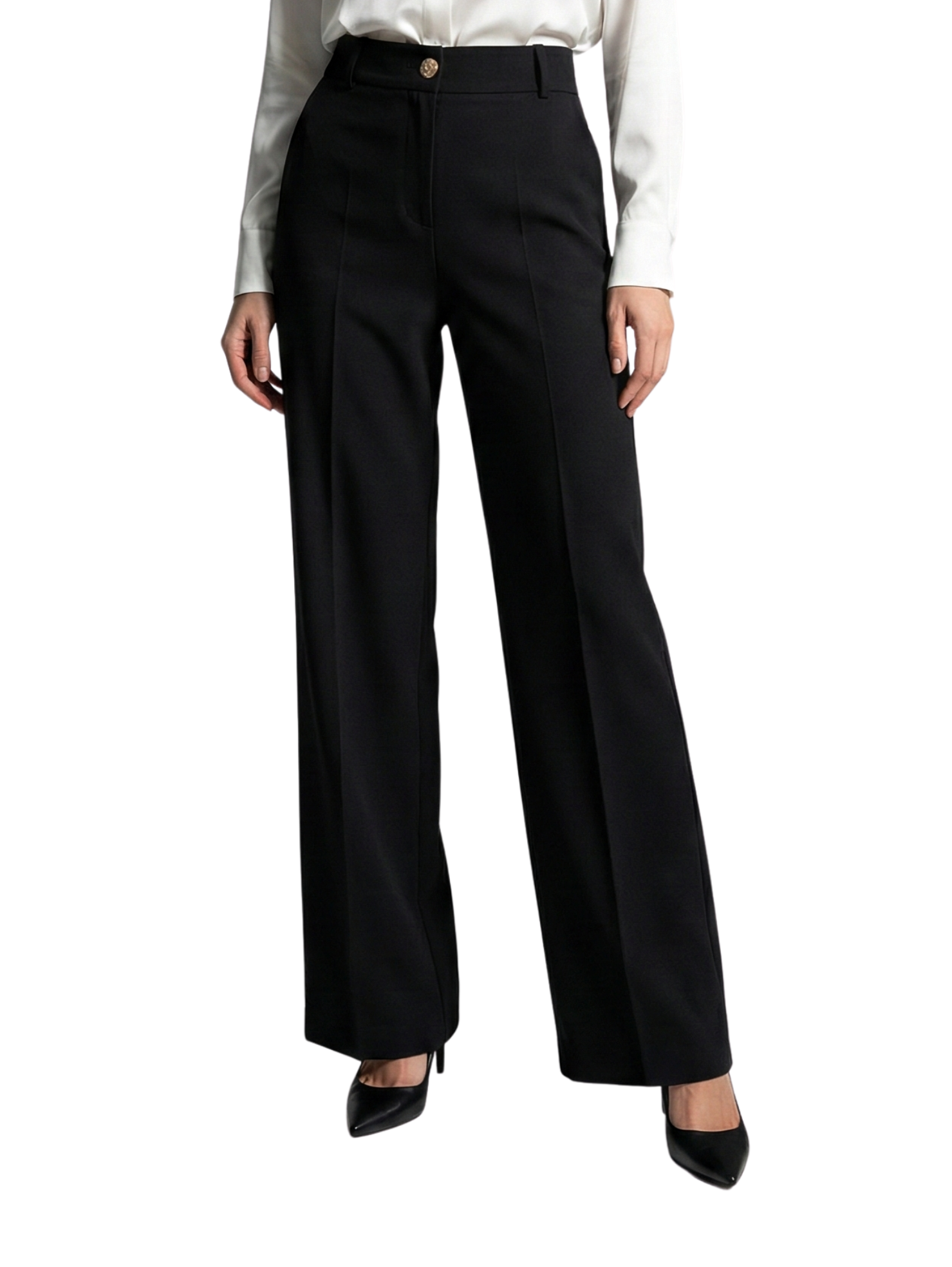 Black High Waist Pant With One Button To Close