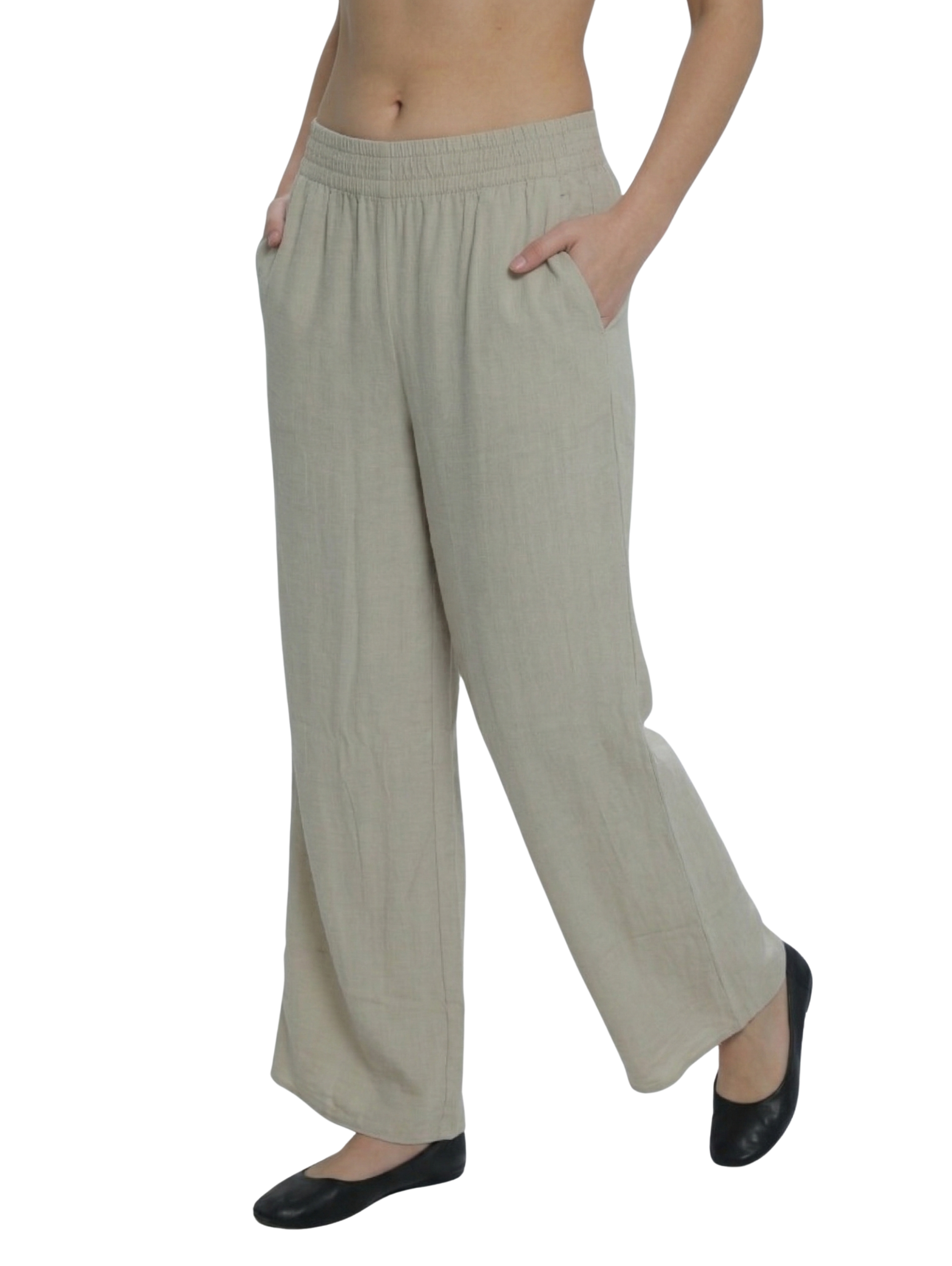Beige Pant With Elastic Waist