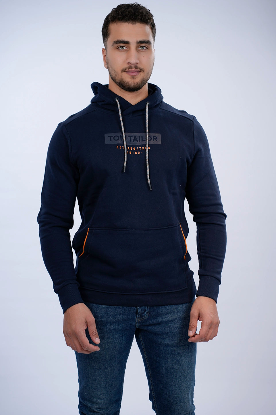 Tom Tailor Navy Hoodie With A Logo Print