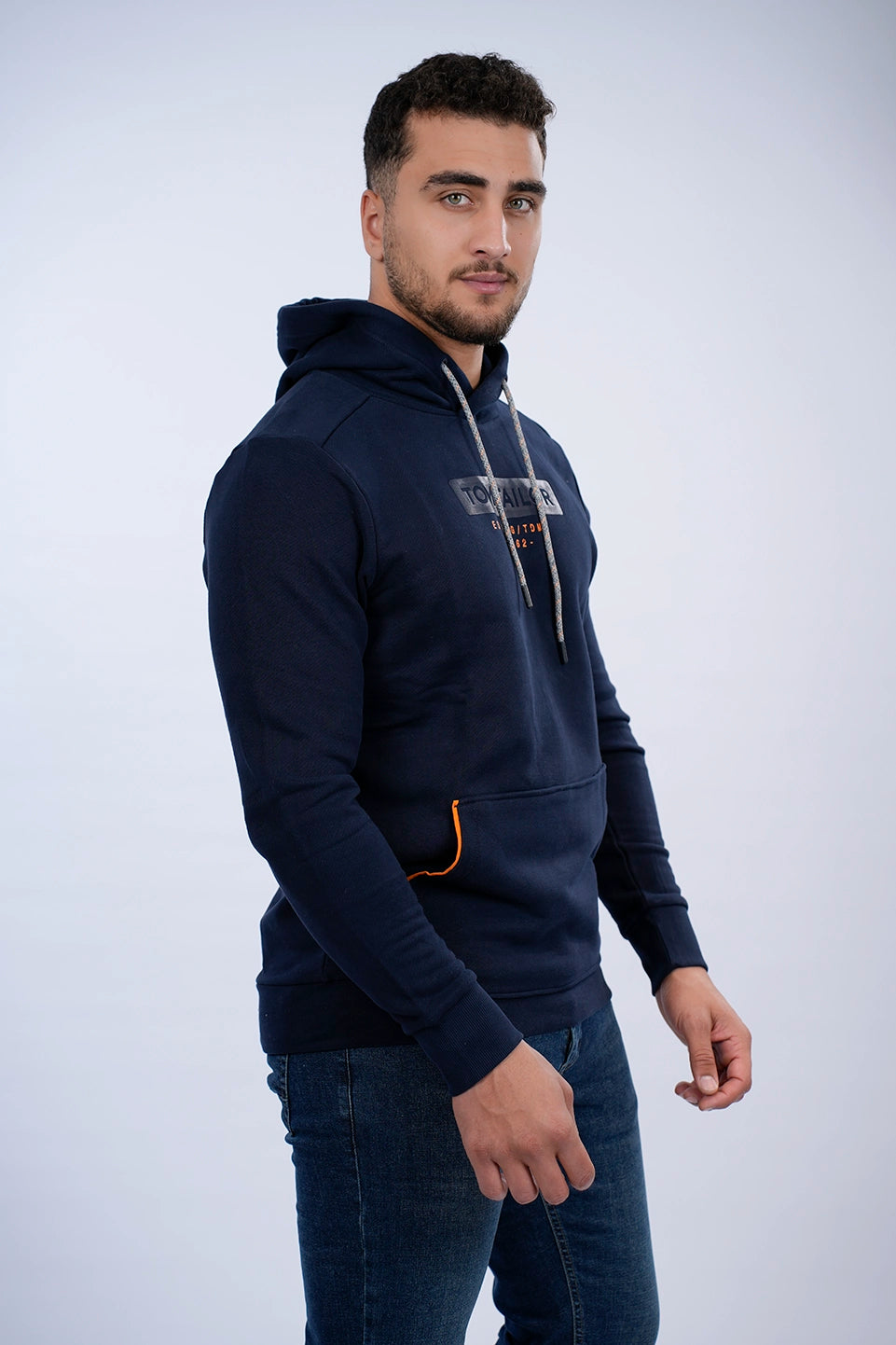 Tom Tailor Navy Hoodie With A Logo Print