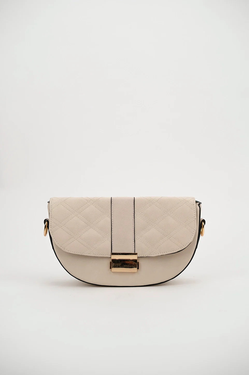 Beige Oval Clutch Bag