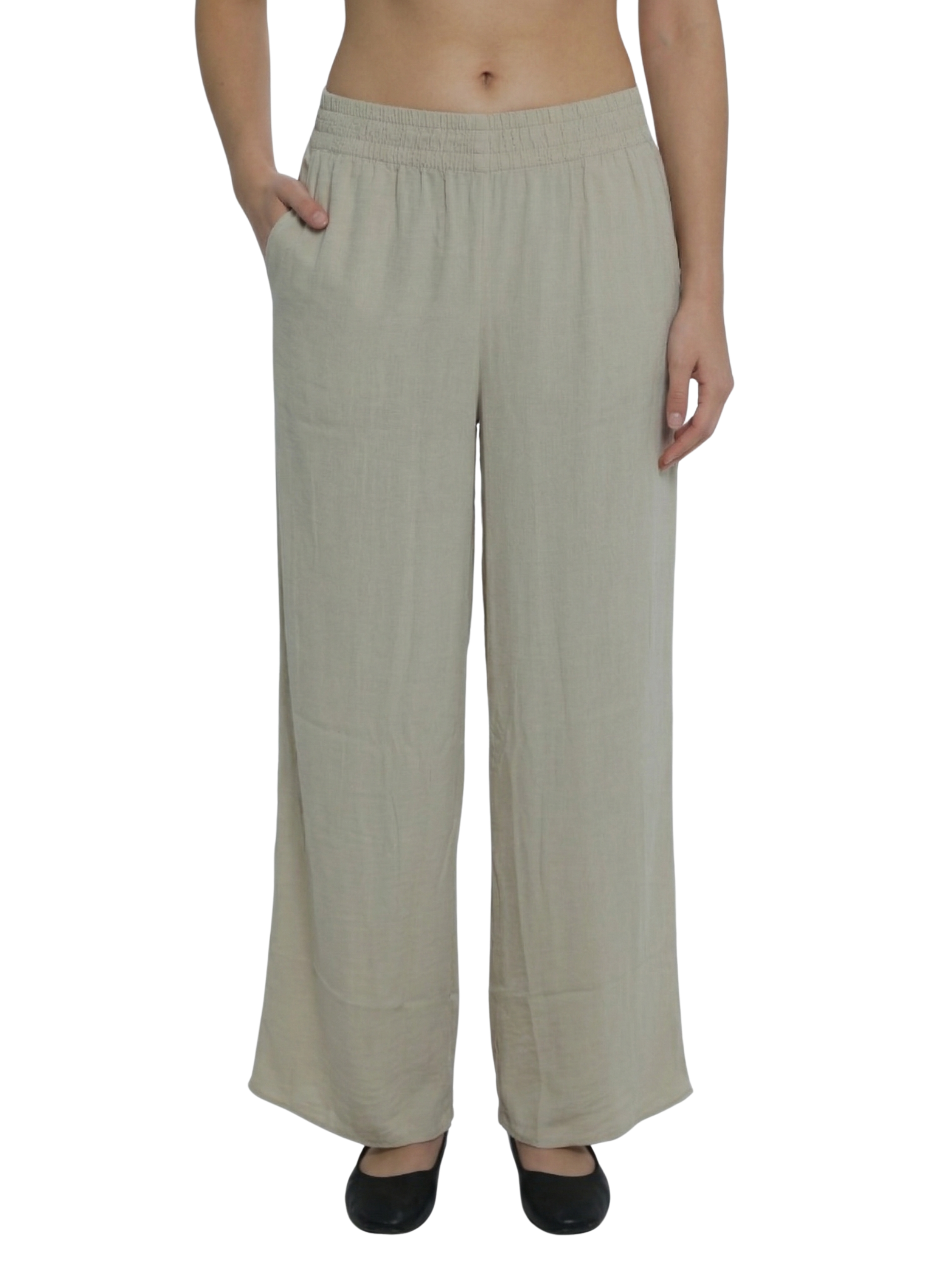 Beige Pant With Elastic Waist