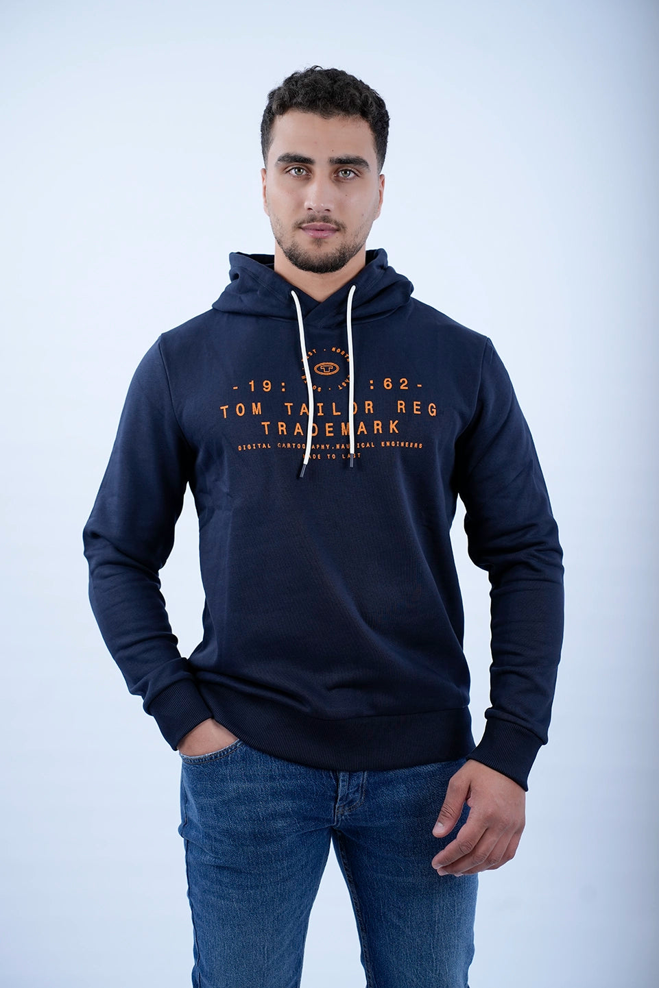 Tom Tailor Navy Hoodie With Logo Front Design