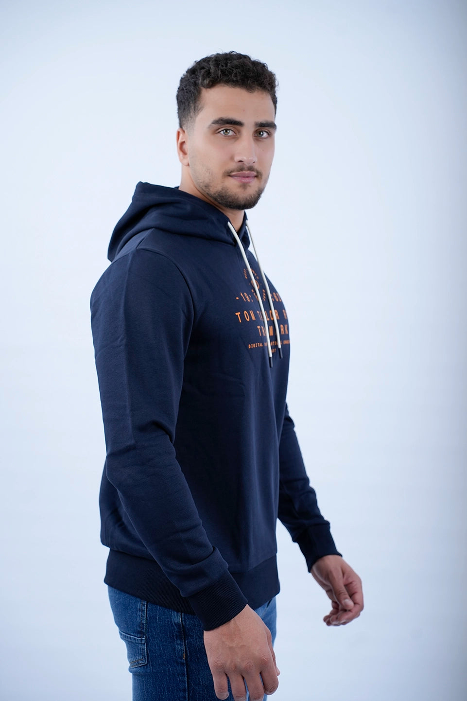 Tom Tailor Navy Hoodie With Logo Front Design