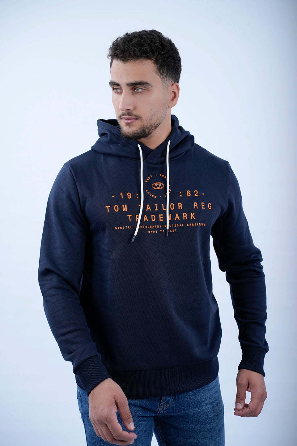 Tom Tailor Navy Hoodie With Logo Front Design