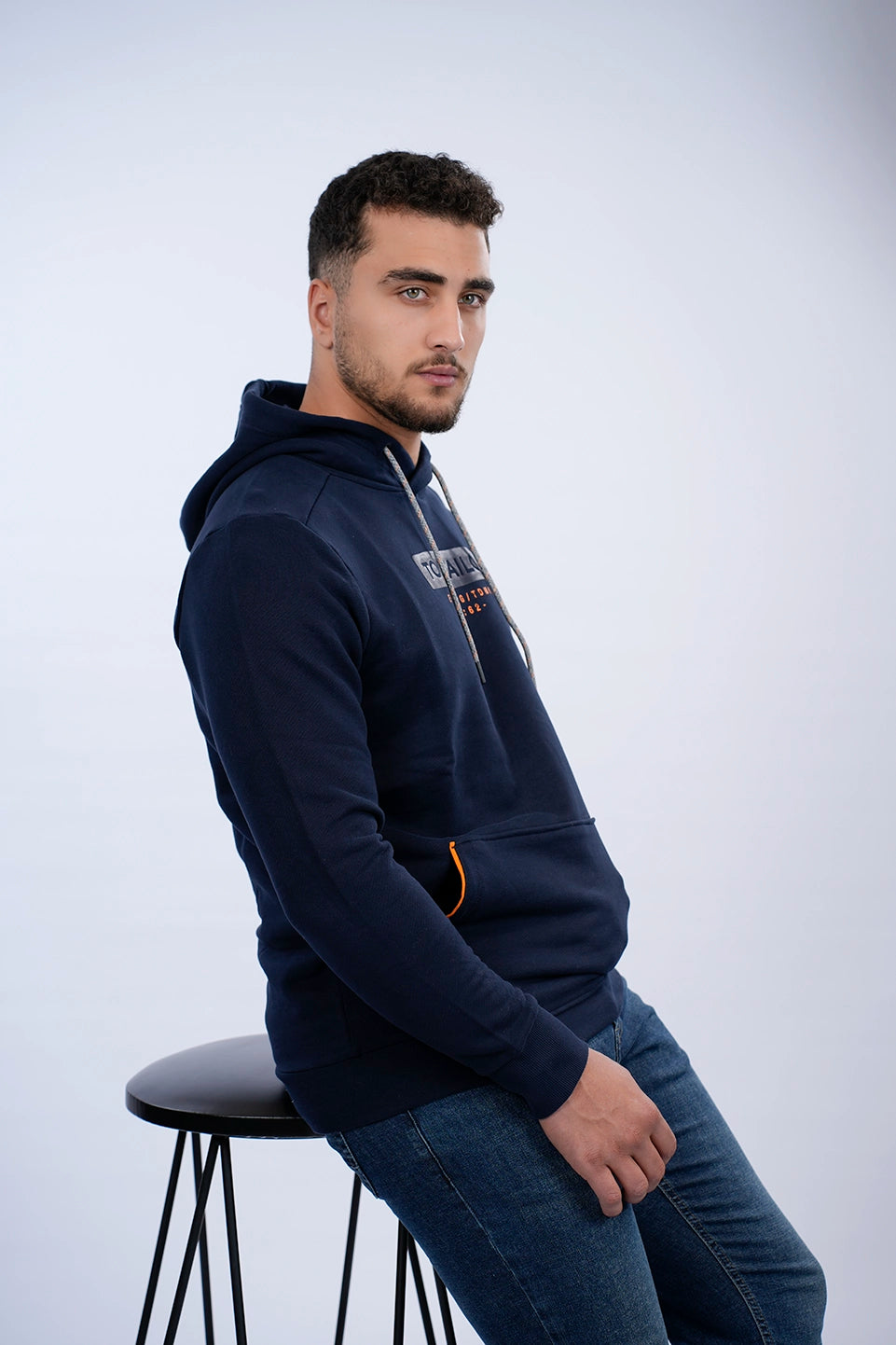 Tom Tailor Navy Hoodie With A Logo Print